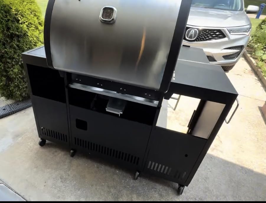 Brand-Man 4-Burner Gas Outdoor Kitchen Grill Island with Side Burner | 44,000 BTU Stainless Steel BBQ Grill Station with Storage Cabinets, Fold-out Prep Table, LPG/NG Convertible, Black customer photo 2