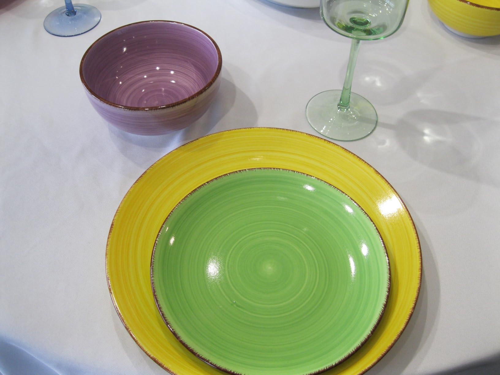 vancasso Bonita Stoneware Dinnerware Sets, 24 Pieces Dishes Set for 6 | Hand-Painted Spiral Dishes for Dinner, Ceramic Kitchen Plates and Bowls Sets-Microwave and Dishwasher Safe (Blue,24 Pcs) customer photo 2