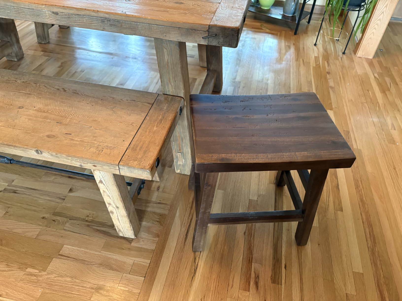 Alaterre Durango Solid Wood Rustic Bar Stool Set of 2, Natural, 26-Inch | Counter Height Backless Barstool Kitchen Seating with Saddle Seat, Barstools for Kitchen and Home Bar customer photo 2