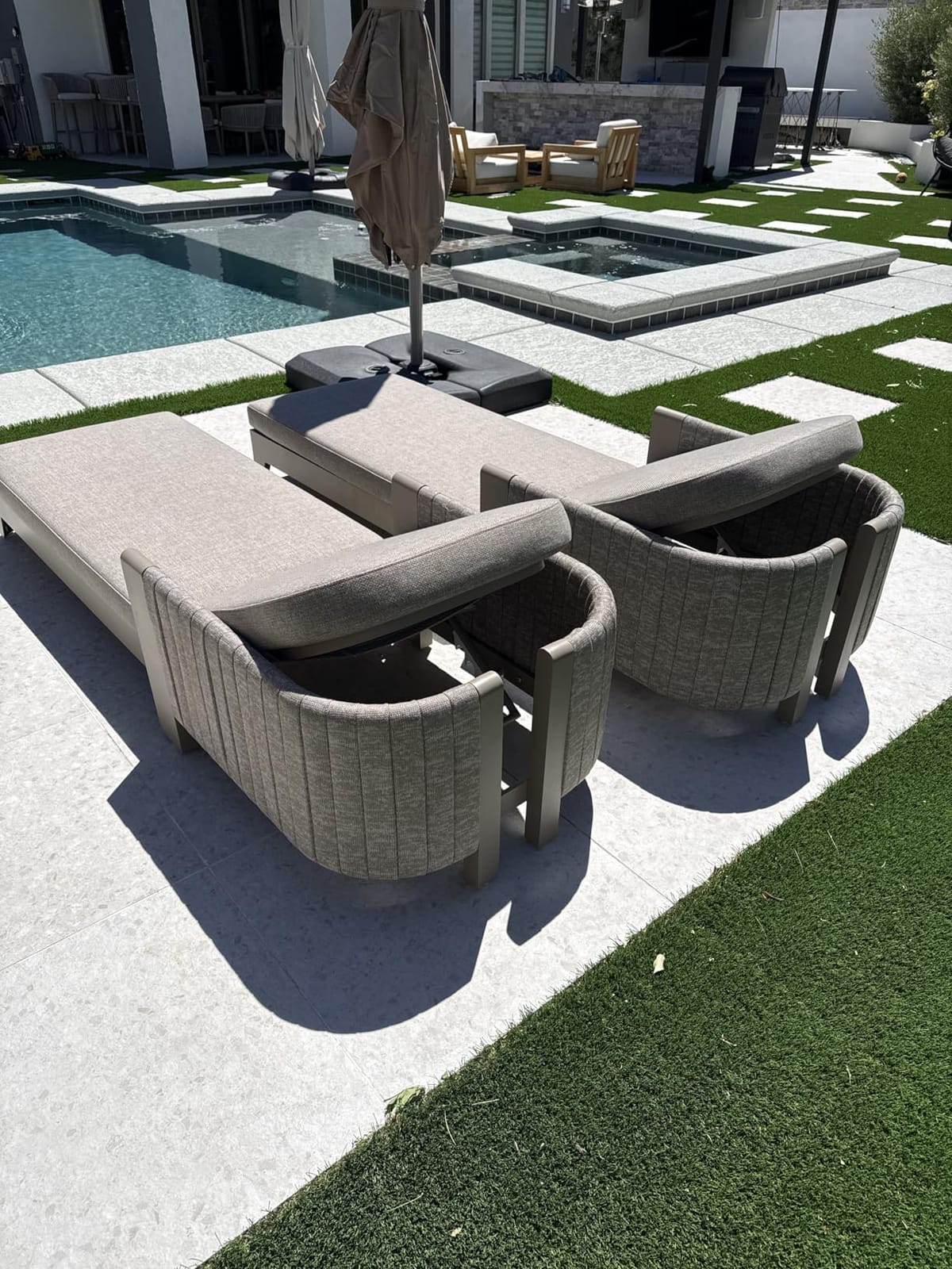 PURPLE LEAF Patio Lounge Chair Olefin Daybeds with 3