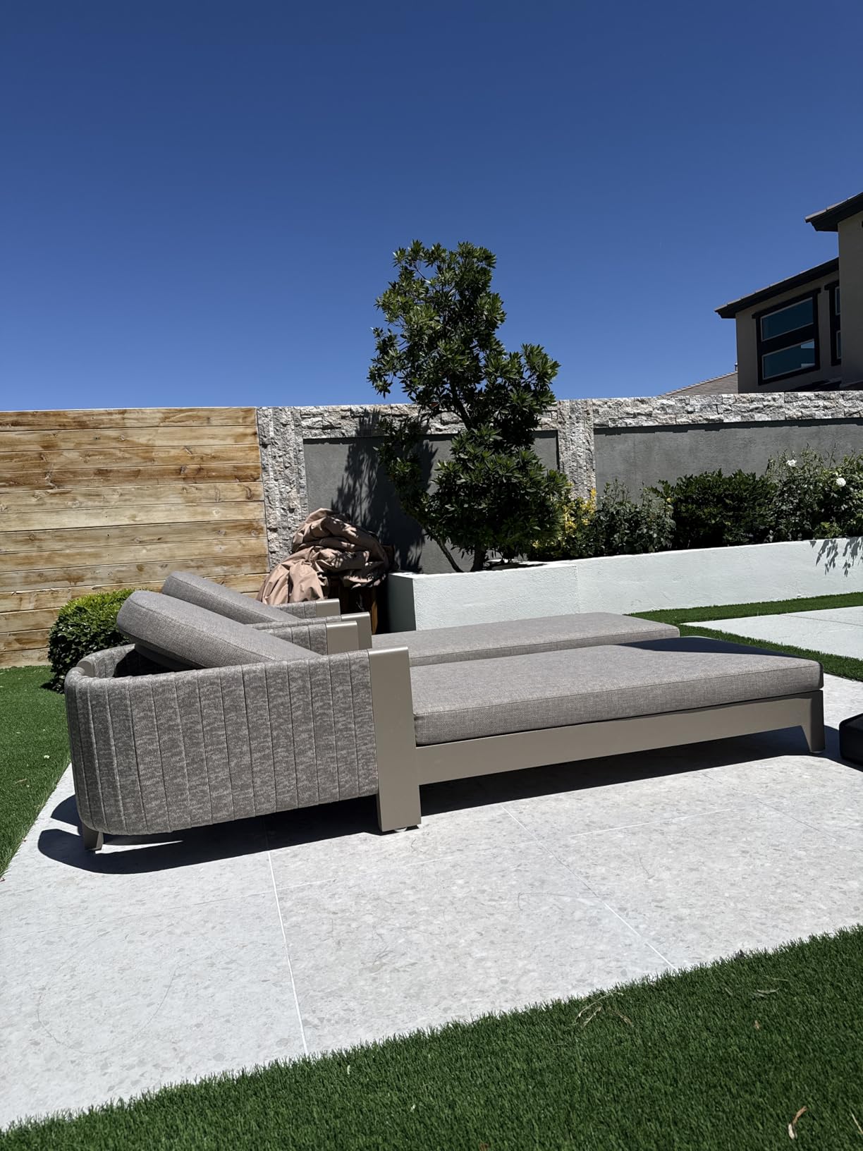 PURPLE LEAF Patio Lounge Chair Olefin Daybeds with 3