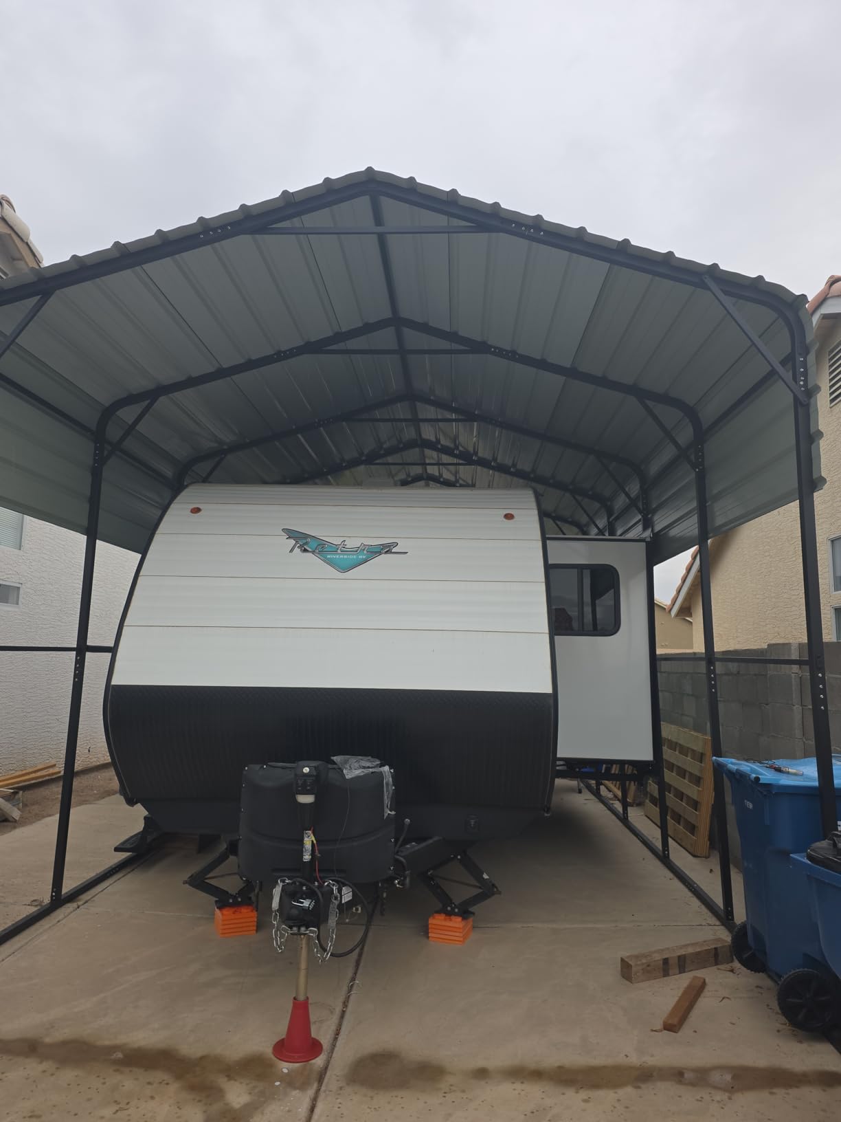 MFSTUDIO Metal RV Carport 14x35ft, Heavy Duty Carports Car Canopy Shelter | Garage Shed Shade Tall Cars Port kits Portable Height 13ft for Large RVs with Galvanized Steel Roof, Frame for Boats, Truck customer photo 1