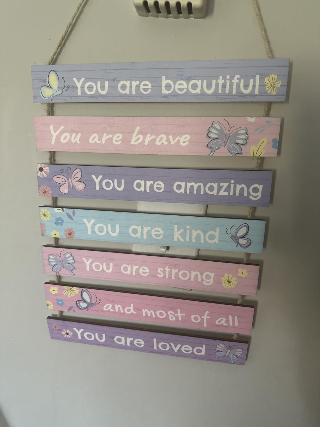 Girls Room Decor Colorful Inspirational Wall Plaque Set for Kids Bedroom | Vibrant motivational phrases, wall decor for teen girls, sturdy wooden material, for nursery or playroom, easy hanging customer photo 2