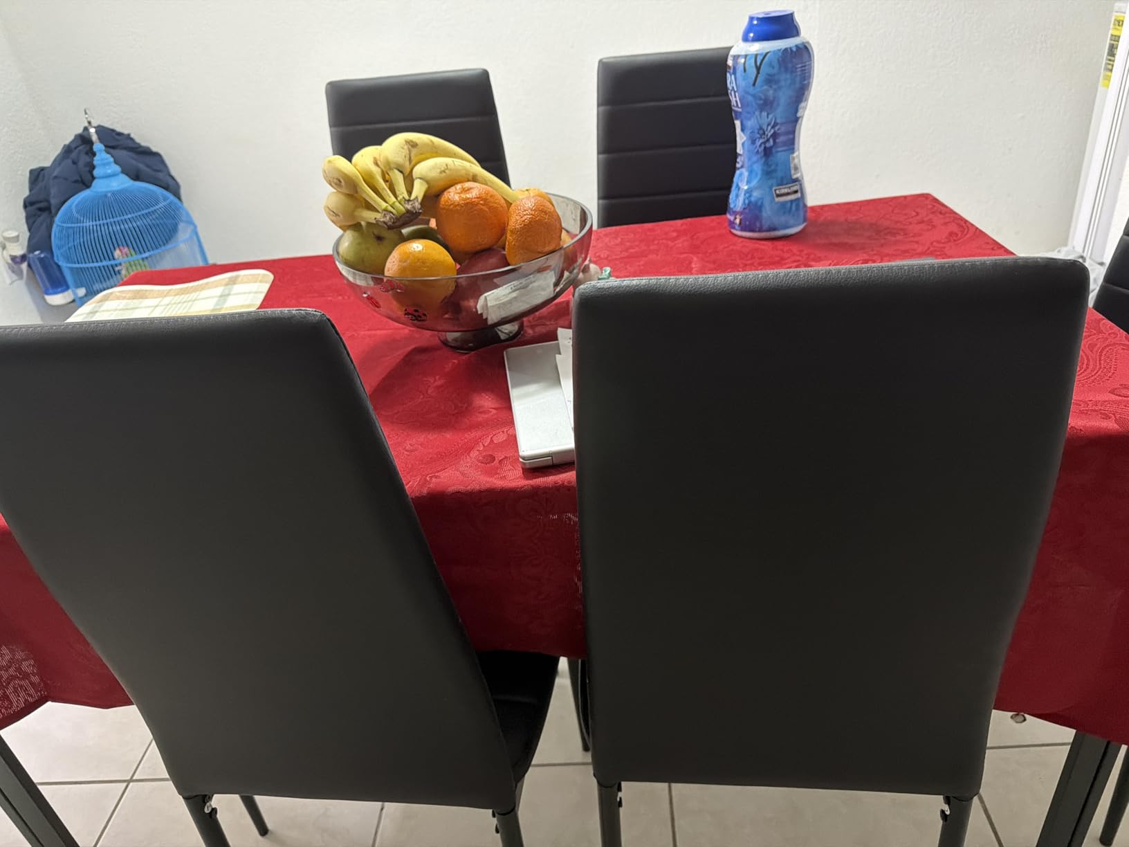 Gizoon 3-Piece Dining Table Set for 2, Kitchen Table with PU Chairs Black | Compact black 3-piece dining set perfect for apartments. Includes solid hardwood frame table and 2 ergonomic PU chairs. customer photo 2