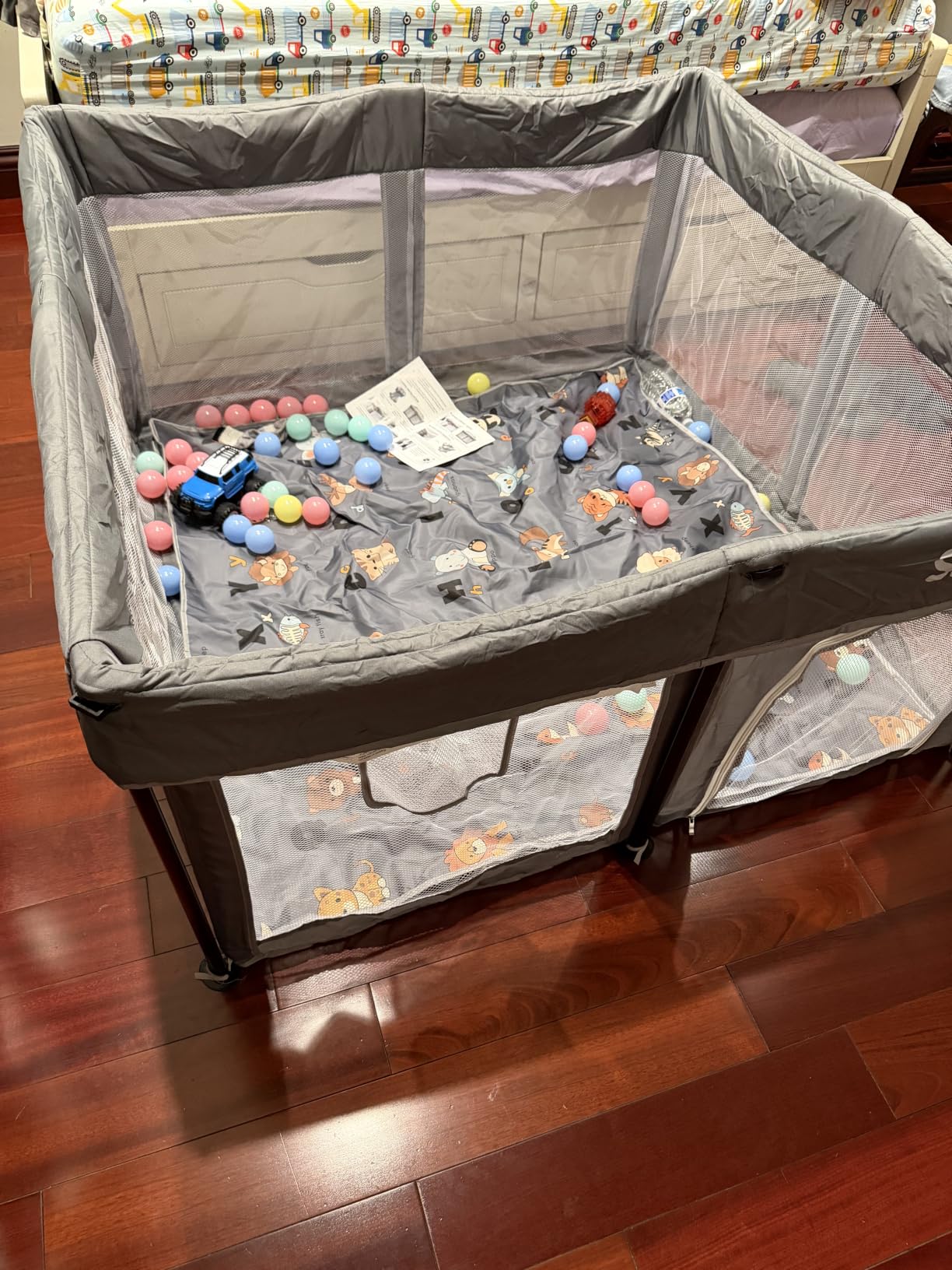 Foldable Baby Playpen with Mat, 50x50 Collapsible Playard for Babies and Toddlers, Indoor & Outdoor, Portable Travel Playpen with Travel Pack and 50 Ocean Balls customer photo 2