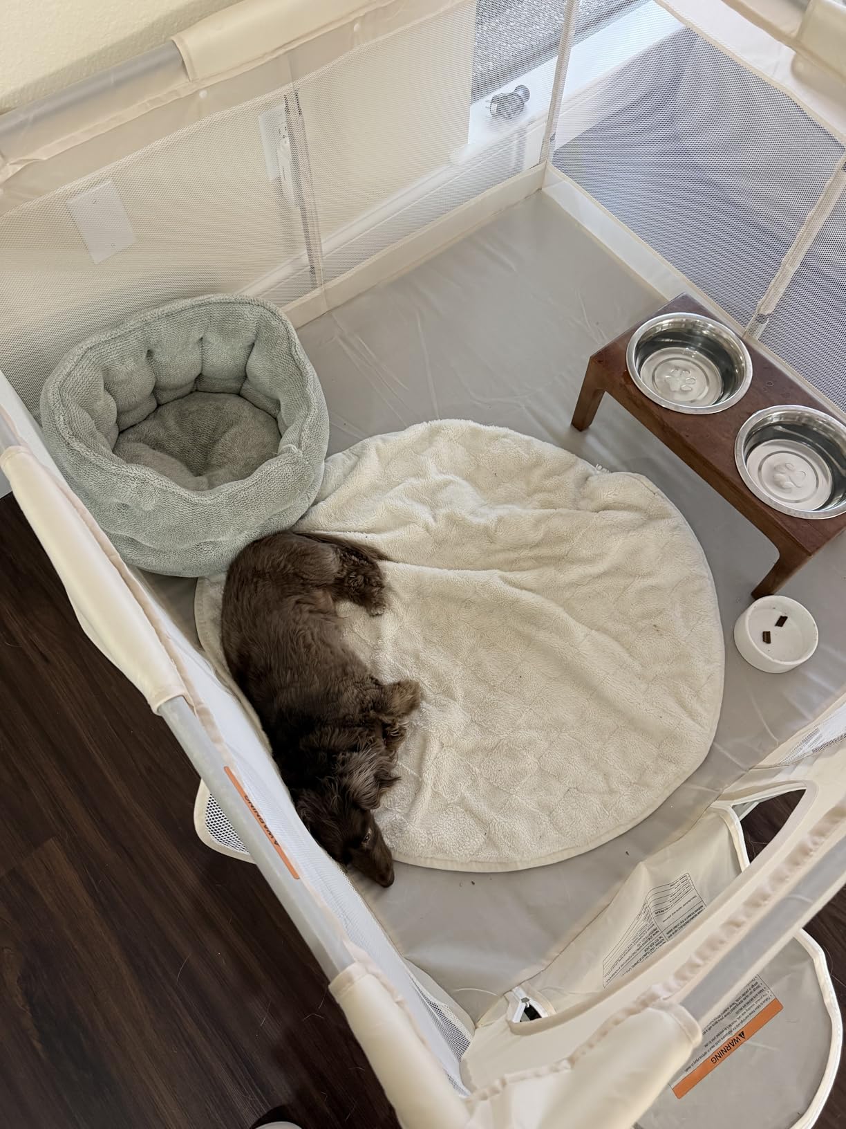 Uanlauo Beige Small Baby Playpen - 47x47in Playpen for Babies and Toddlers | Safe Indoor Play Pen, Baby Pen with Side Storage Bag and Breathable Mesh, Playard with 2 pull-up rings, Anti-slip Suction Cup customer photo 1