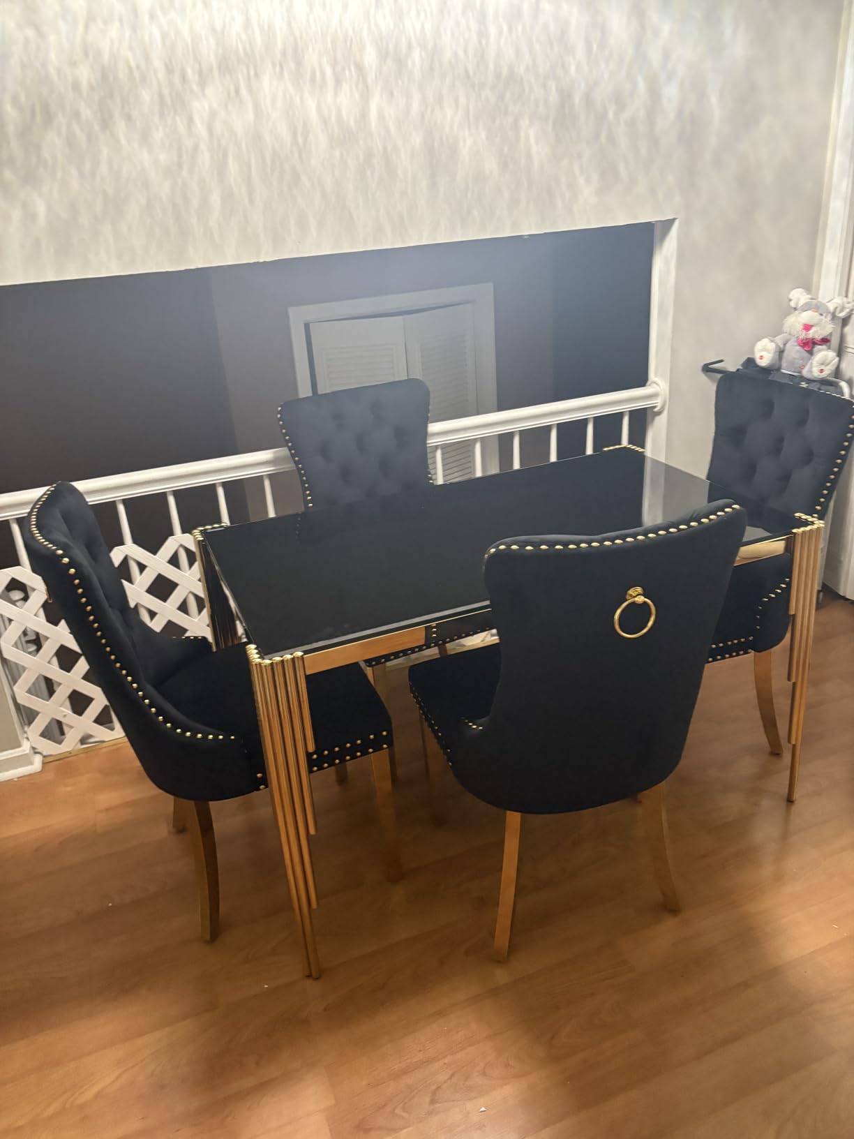 9 Piece Glass Dining Table Set for 8, 81