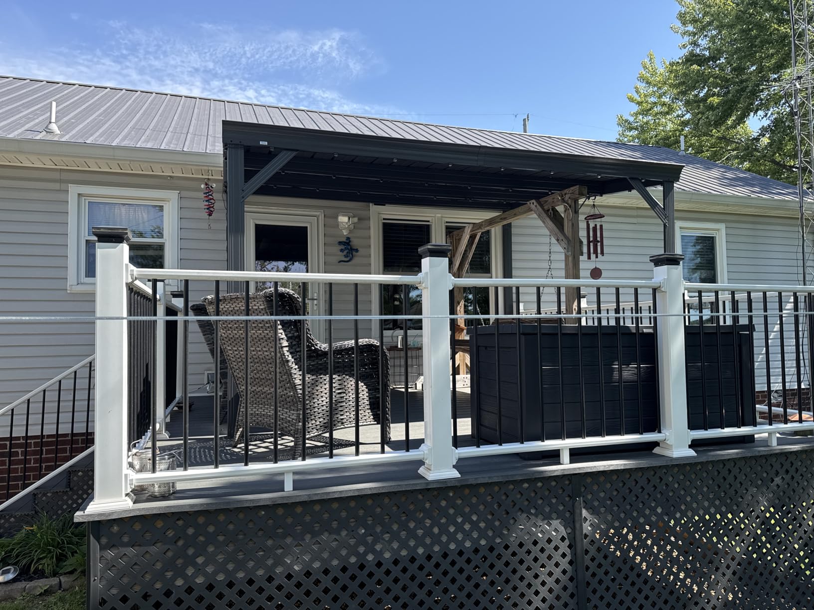 Domi 12' x 20' Lean to Gazebo Outdoor Wall Mounted Gazebo Pergola, Grey | Drainage System, Galvanized Steel Roof, Hardtop Patio Shelter for Deck, Porch, Backyard customer photo 1