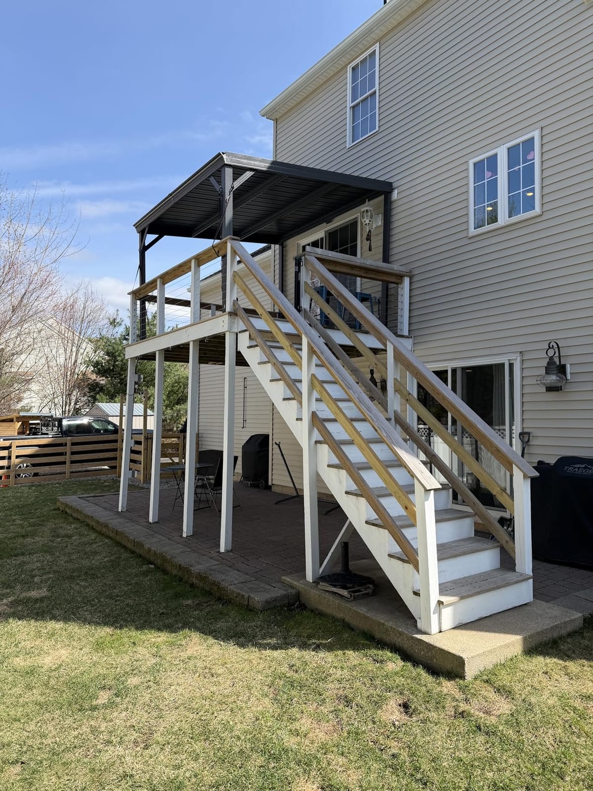 Domi 12' x 20' Lean to Gazebo Outdoor Wall Mounted Gazebo Pergola, Grey | Drainage System, Galvanized Steel Roof, Hardtop Patio Shelter for Deck, Porch, Backyard customer photo 2