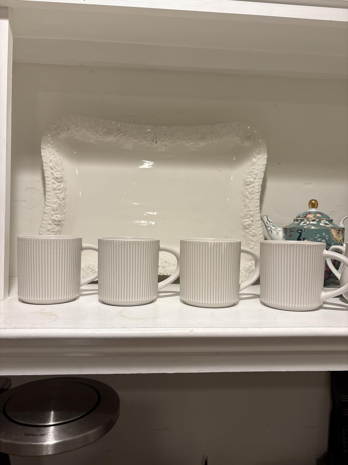 DeeCoo Matte White Coffee Mugs Set of 4, 12 Ounce Mug with Handles, Ceramic Stoneware Catering Coffee Cups, Porcelain Mugs Sets for Coffee, Tea, Hot Cocoa, Milk, Microwave and Dishwasher Safe customer photo 1