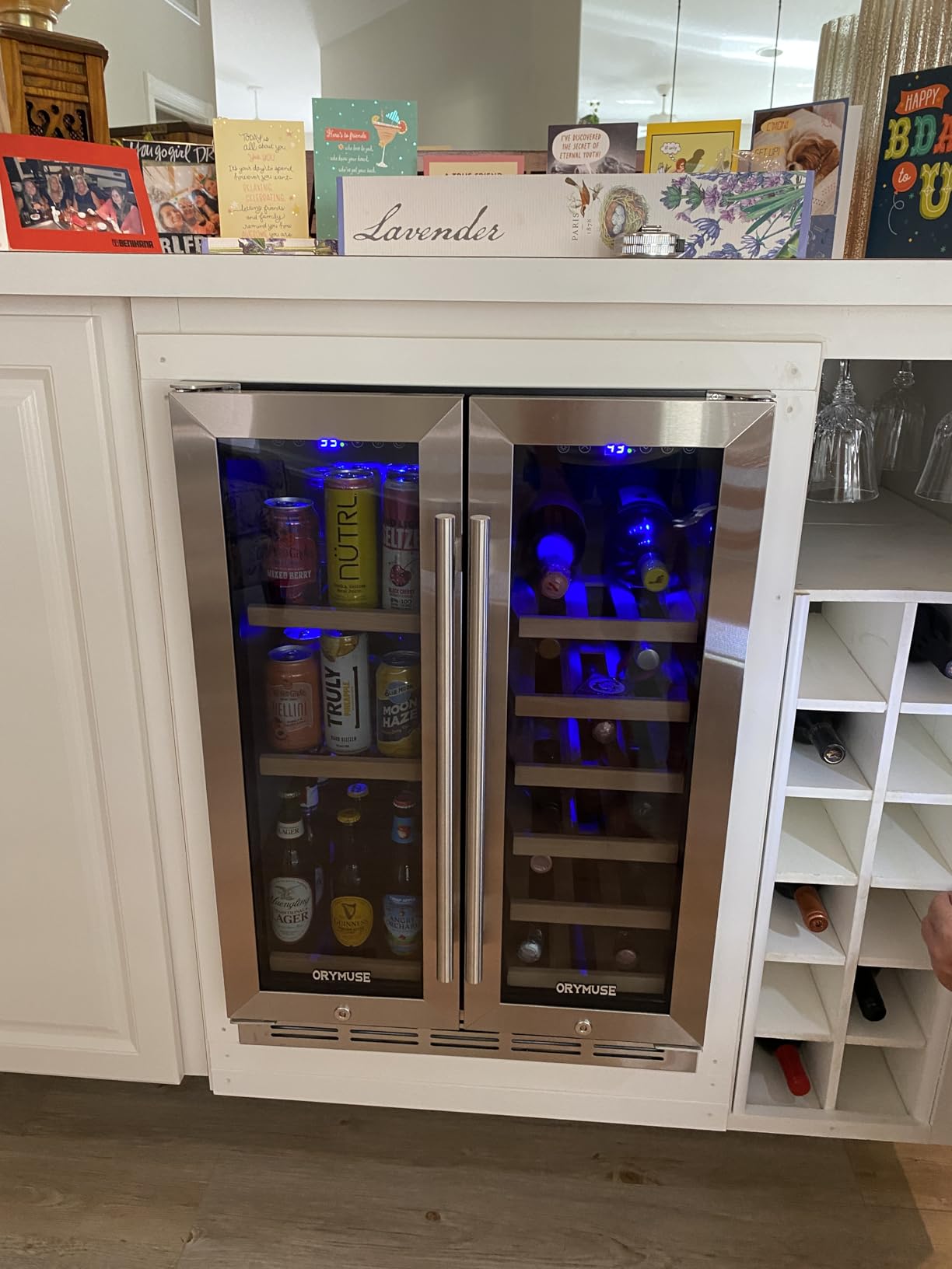 ORYMUSE 3.2 Cu.Ft Beverage Refrigerator, 130 Can Mini Fridge with Glass Door & Digital Temperature Control, Compressor Cooling Freestanding Cooler for Soda, Beer, Wine, Home, Office & Bar - Silver customer photo 1
