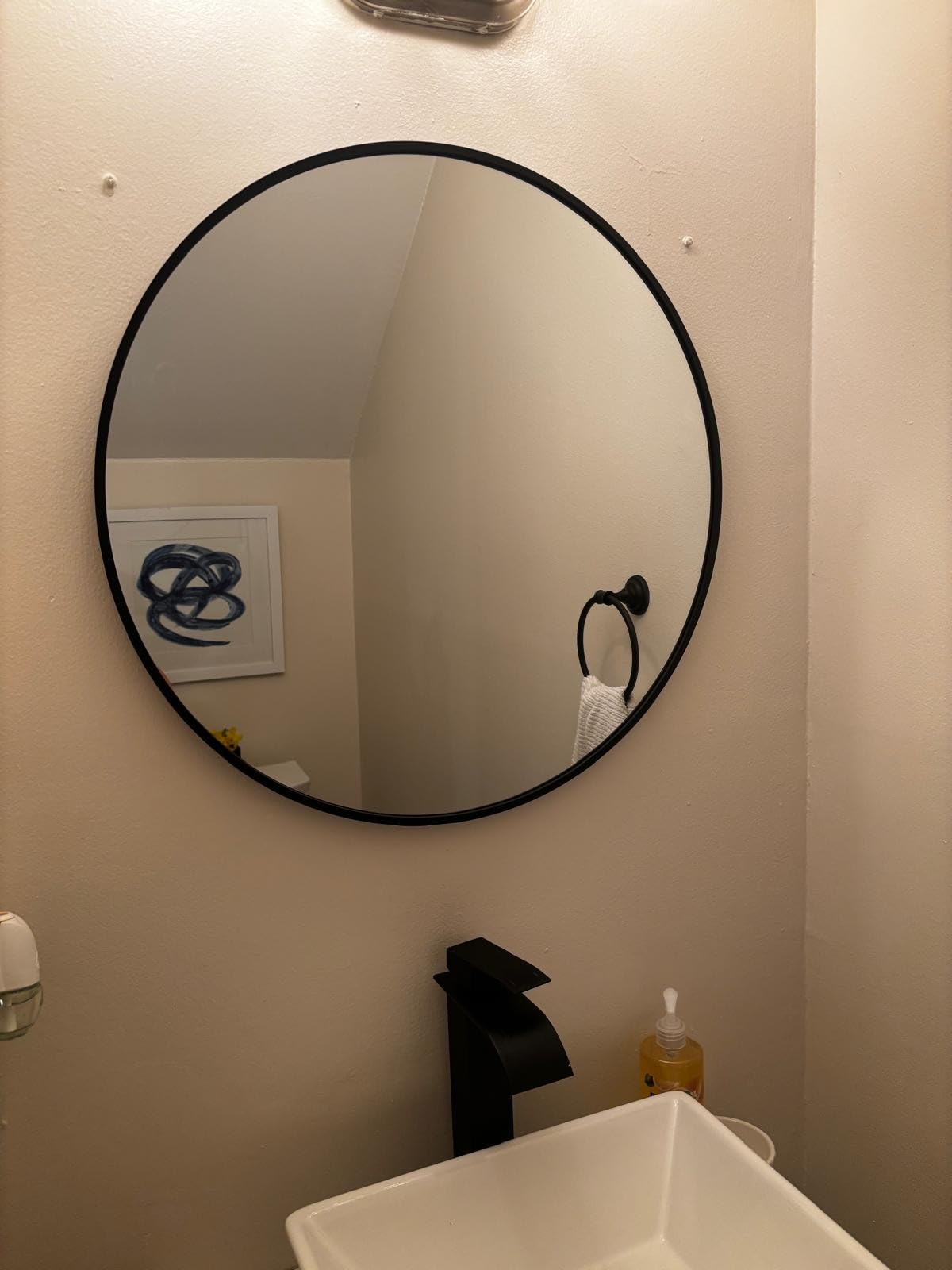 Round Mirror 30 inch, Circle Black Mirror, Matte Black Metal Frame | Large Circular Wall Mounted Mirrors for Bathroom, Bedroom, Entryway, Living Room, Hallway, Over Sink,Vanity,Wall Decor,Rustic customer photo 1