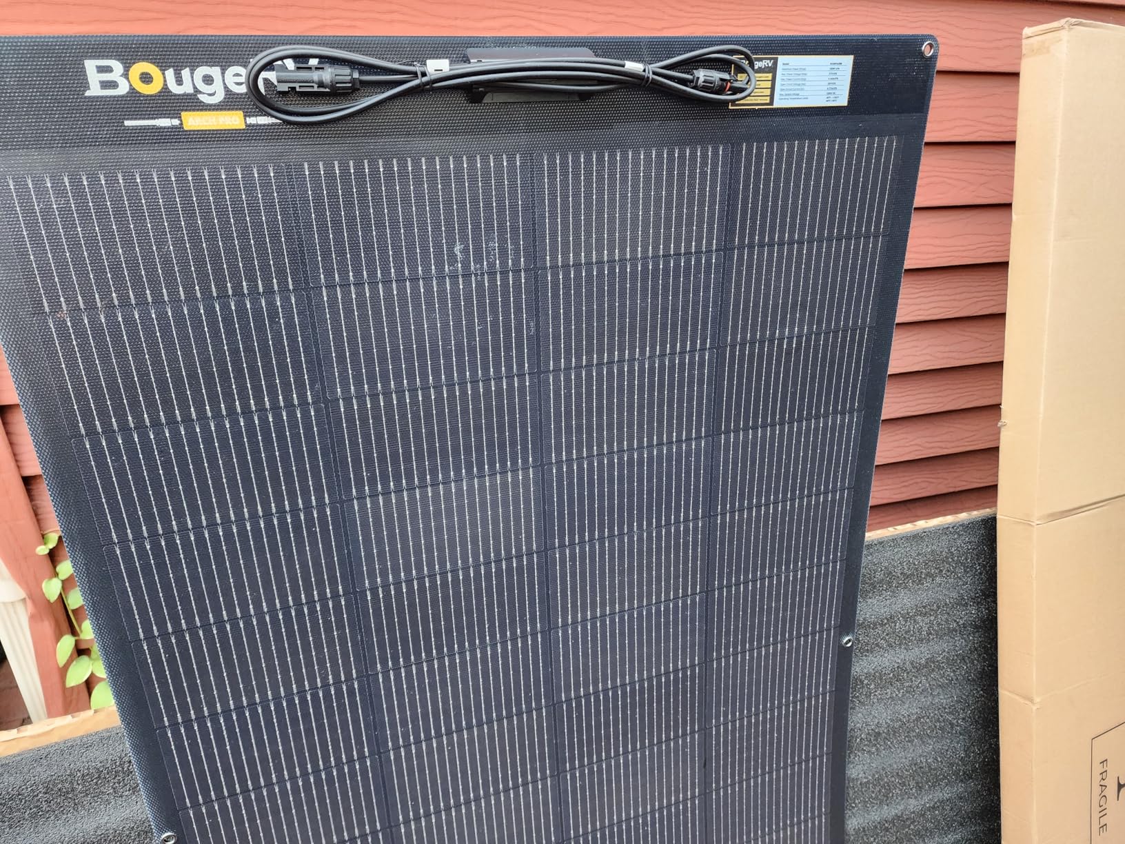 BougeRV Arch Pro 200 Watts Anti-Shading N-Type Fiberglass Flexible Solar Panel, Portable 24 Volts 16BB Mono Cell 25% High-Efficiency, Compact for RV Camping Home Boat Marine Curve Surface Black customer photo 1