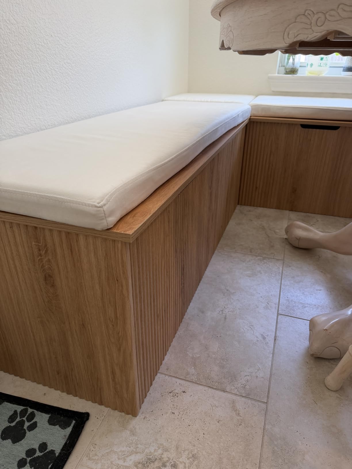 Bobve L-Shape Storage Bench with Cushion, Backless Corner Dining Bench, Kitchen Dining Nook Bench with Hidden Storage for Dining Room, Kitchen, Entryway (Natural Wood) customer photo 2