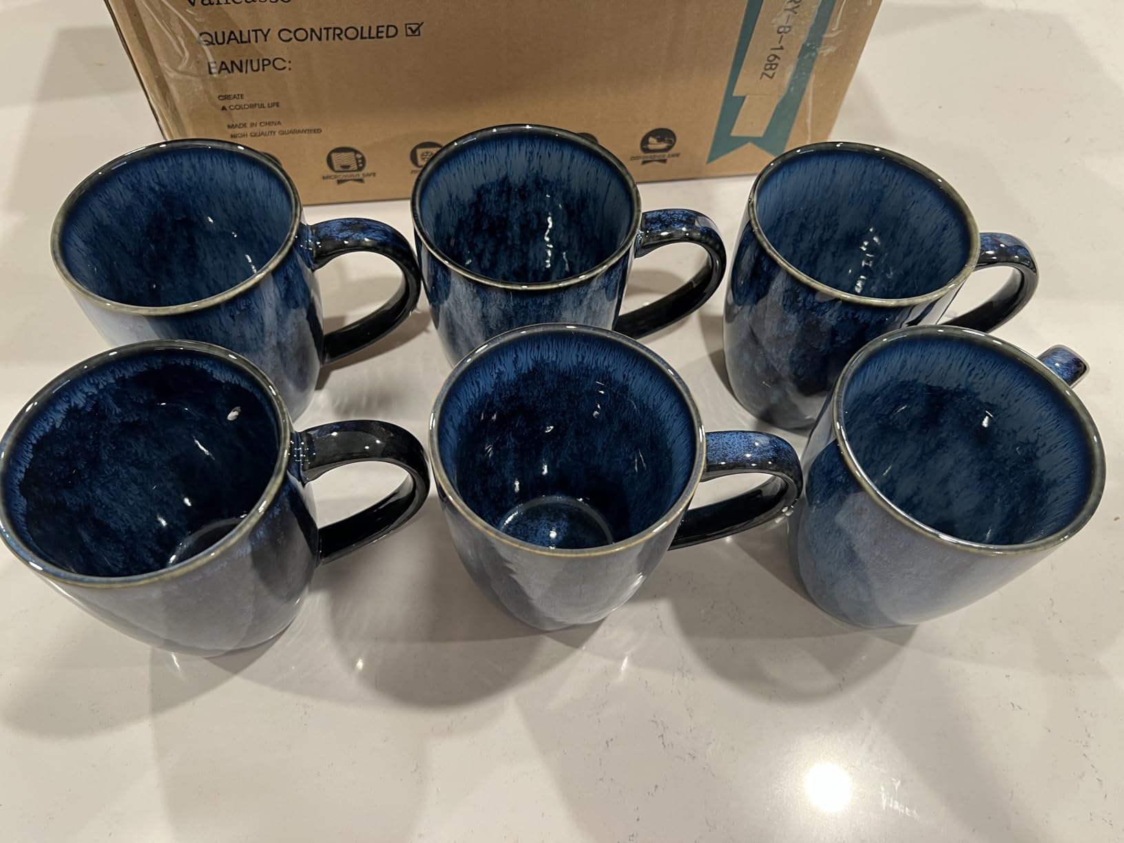 vancasso STARRY Ceramic Coffee Mug Set of 6, 16 Oz Tea Cups with Handle for Latte, Tea, Cappuccino, Milk, Cocoa, Microwave&Dishwasher Safe, Blue customer photo 1