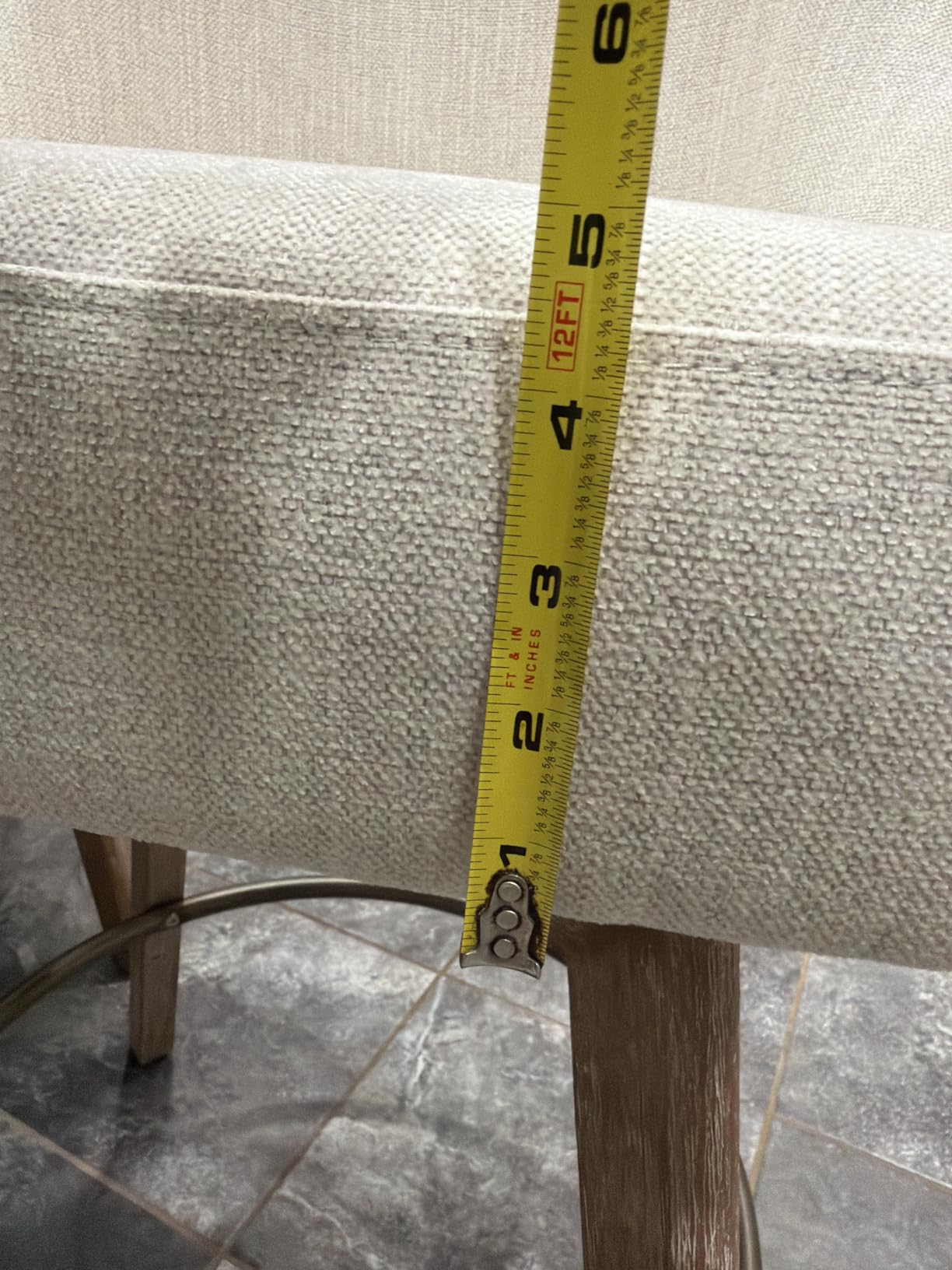 Counter Height Bar Stools, Sand-Colored Linen Comfort Fabric Bar Stool Set of 2, 360 Degree Swivel Counter Height Stools Solid Wood Legs, 27 inch Barstools with Contoured Backrest customer photo 2