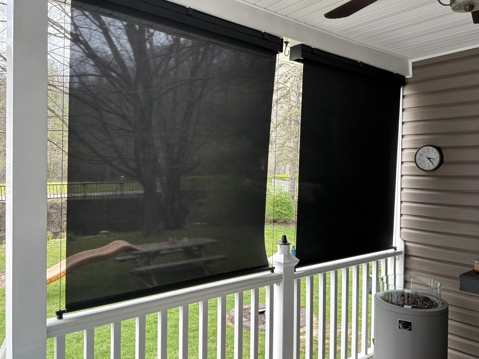 Yoolax Motorized Outdoor Shades for Patio 2-16 FT Wide Built-in Solar Power | Customized Electric Sun Shade, Retractable Patio Screens for Porch, Smart Outdoor Blinds with Remote App Control, 1% Openness customer photo 1