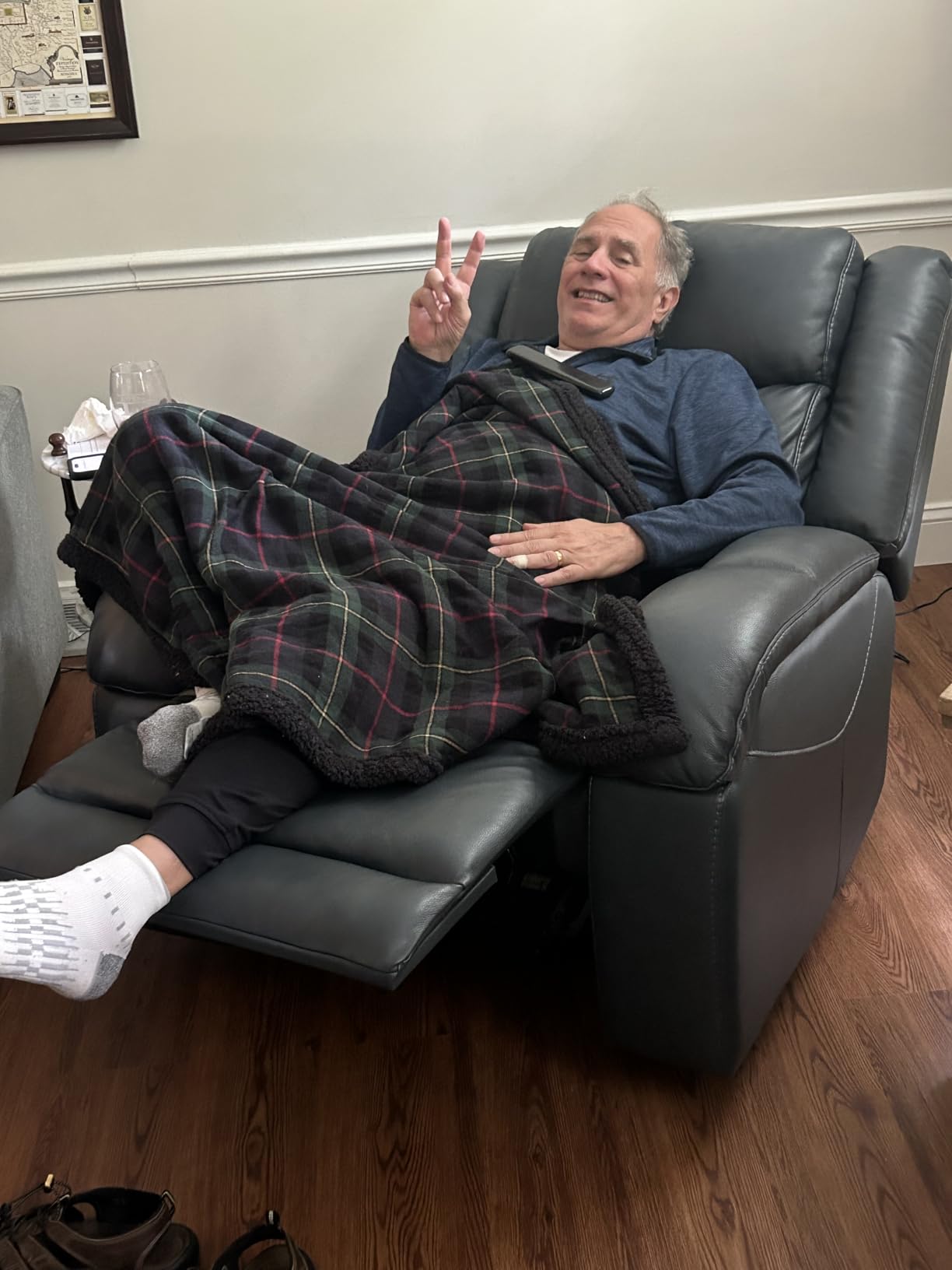 Watson & Whitely Genuine Leather Wall Hugger Power Recliner, Cafe customer photo 1