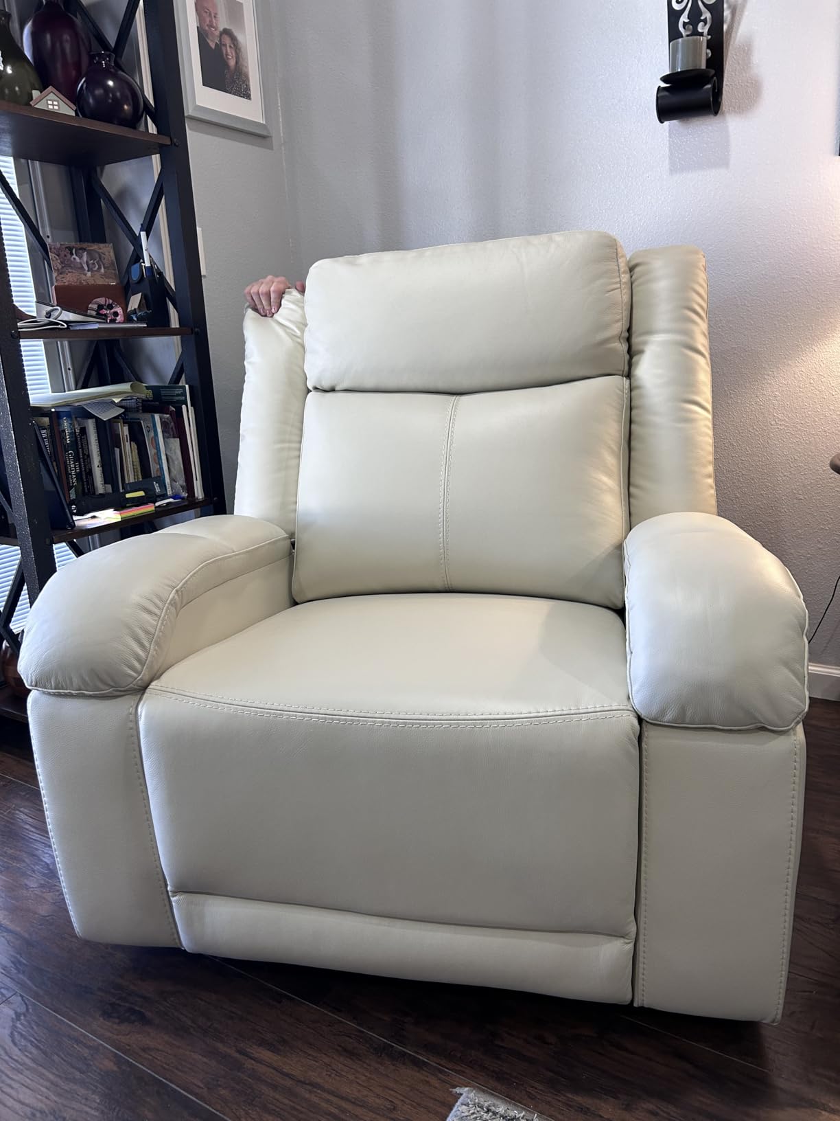 Watson & Whitely Genuine Leather Wall Hugger Power Recliner, Cafe customer photo 2