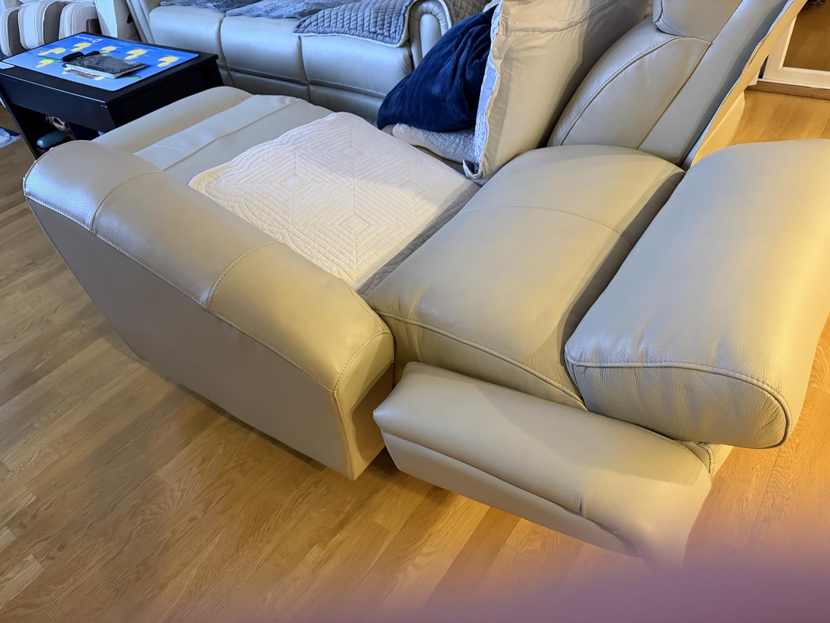 THSUPER Brown Top Grain Leather Power Recliner Sofa Couch with USB Port customer photo 1