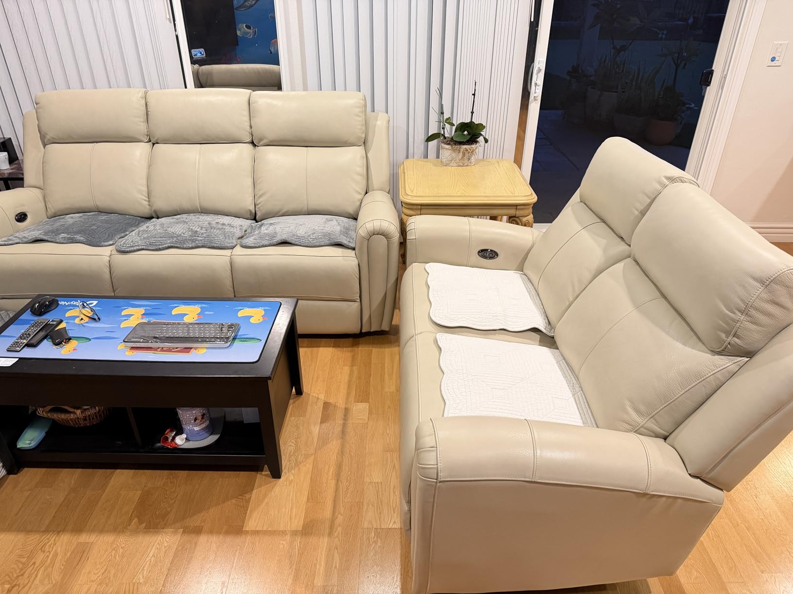 THSUPER Brown Top Grain Leather Power Recliner Sofa Couch with USB Port customer photo 2