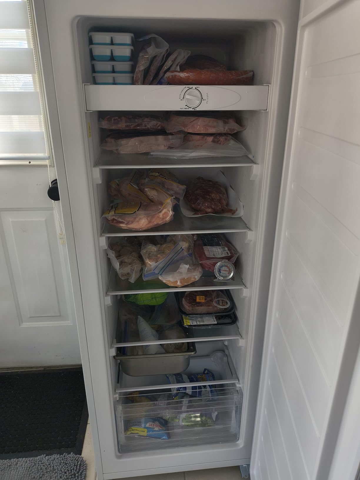 Upstreman 7.0 Cu.Ft Upright Freezer, Large Capacity Stand Up Freezer with 5 Adjustable Shelves, Convertible Refrigerator/Freezer, Reversible Door for Home, Basement, Apartment (White) customer photo 2