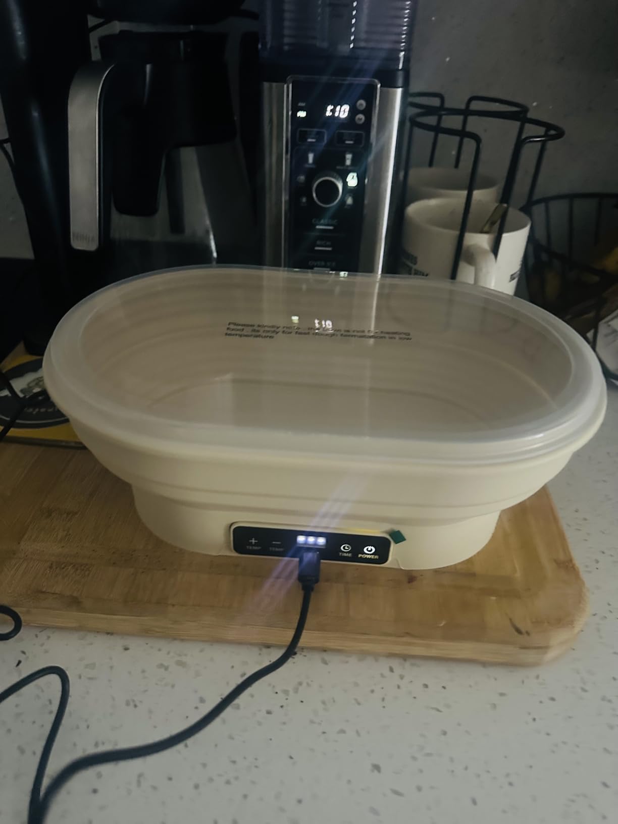 Heating Sourdough Bread Proofing Basket, 2L Electric Thermostatic Oval | Silicone Banneton Proofing Bowl with 6 Timer & Temp Settings for Dough Rising, Dishwasher Safe, Foldable customer photo 1