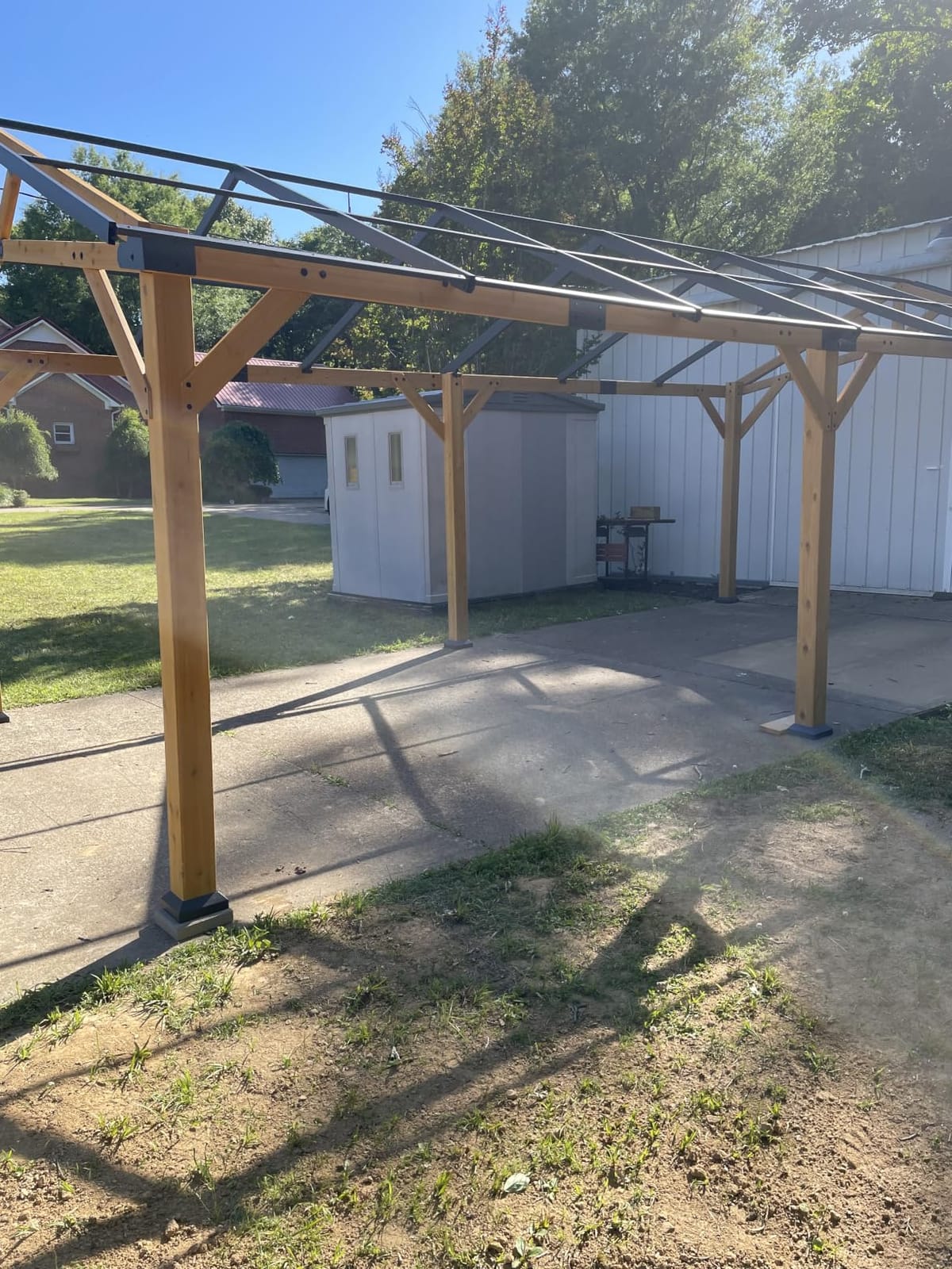 Jocisland 20x20x9.2 FT Cedar Wood Carport for 2 Cars, Heavy Duty Canopy Carport with Sloped Galvanized Steel Roof for All Weather, Permanent Shelter for Full-Sized Pickup Truck, Boat & Tractor customer photo 1