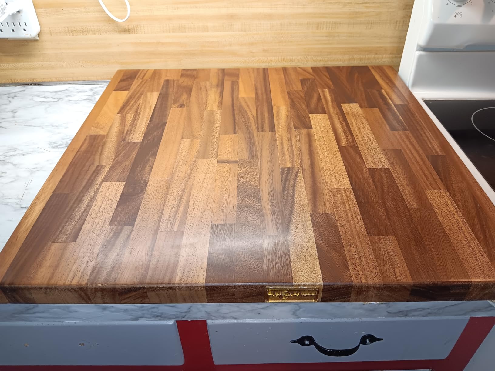 Finished Walnut Butcher Block Countertop, 48 x 25 x 1.5 In | Solid walnut top with a sealed finish for kitchen islands, desks, dining tables, coffee bars customer photo 1