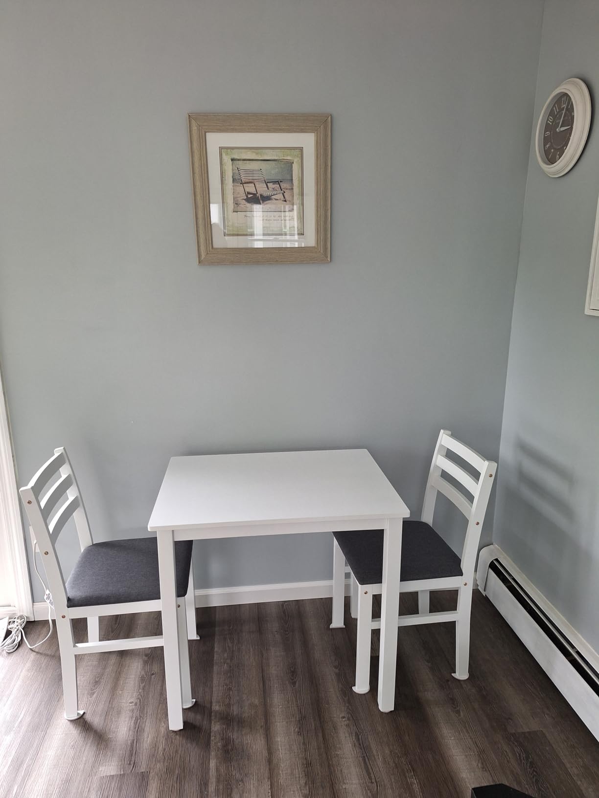 Livinia Seattle 3-Piece Wooden Dining Table Set for 2, Modern Farmhouse Kitchen Dining Room Set with Solid Wood Ladder Back Chairs for Small Space (Natural) customer photo 1