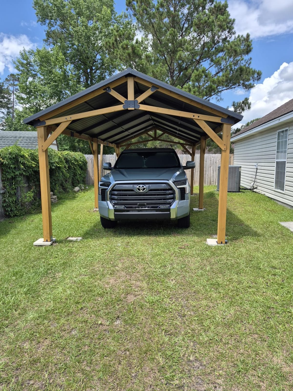Jocisland 12x24x9.5 FT Cedar Wood Carport with Galvanized Steel Gable Roof | Waterproof Outdoor Hardtop Gazebo Pavilion, Heavy-Duty Snow & Wind Resistant Canopy for Patio, Driveway, Garden customer photo 1