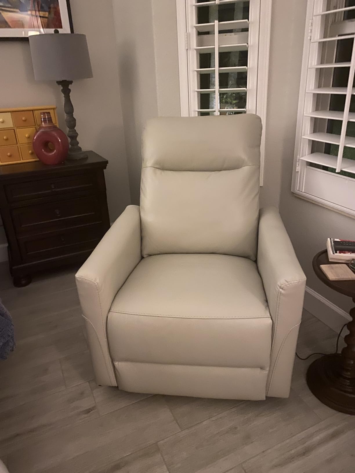 CHITA Genuine Leather Wall Hugger Power Recliner Chair for Adults, Cream customer photo 1