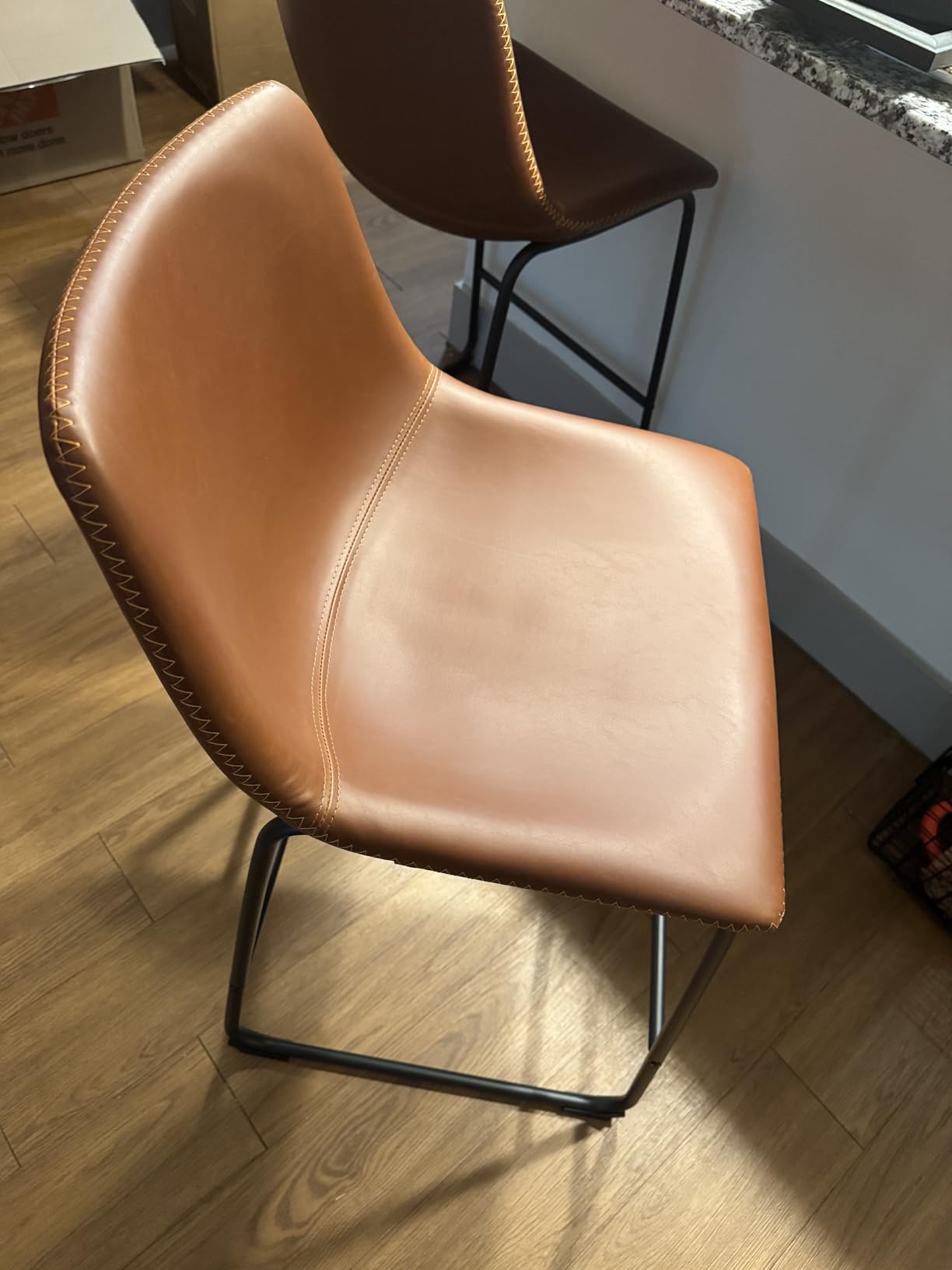 STOOLINK 26 Inch Bar Stools Set of 2, Counter Height Barstools with Back, Crazy Horse Leather Bar Stools, Whiskey Brown customer photo 1