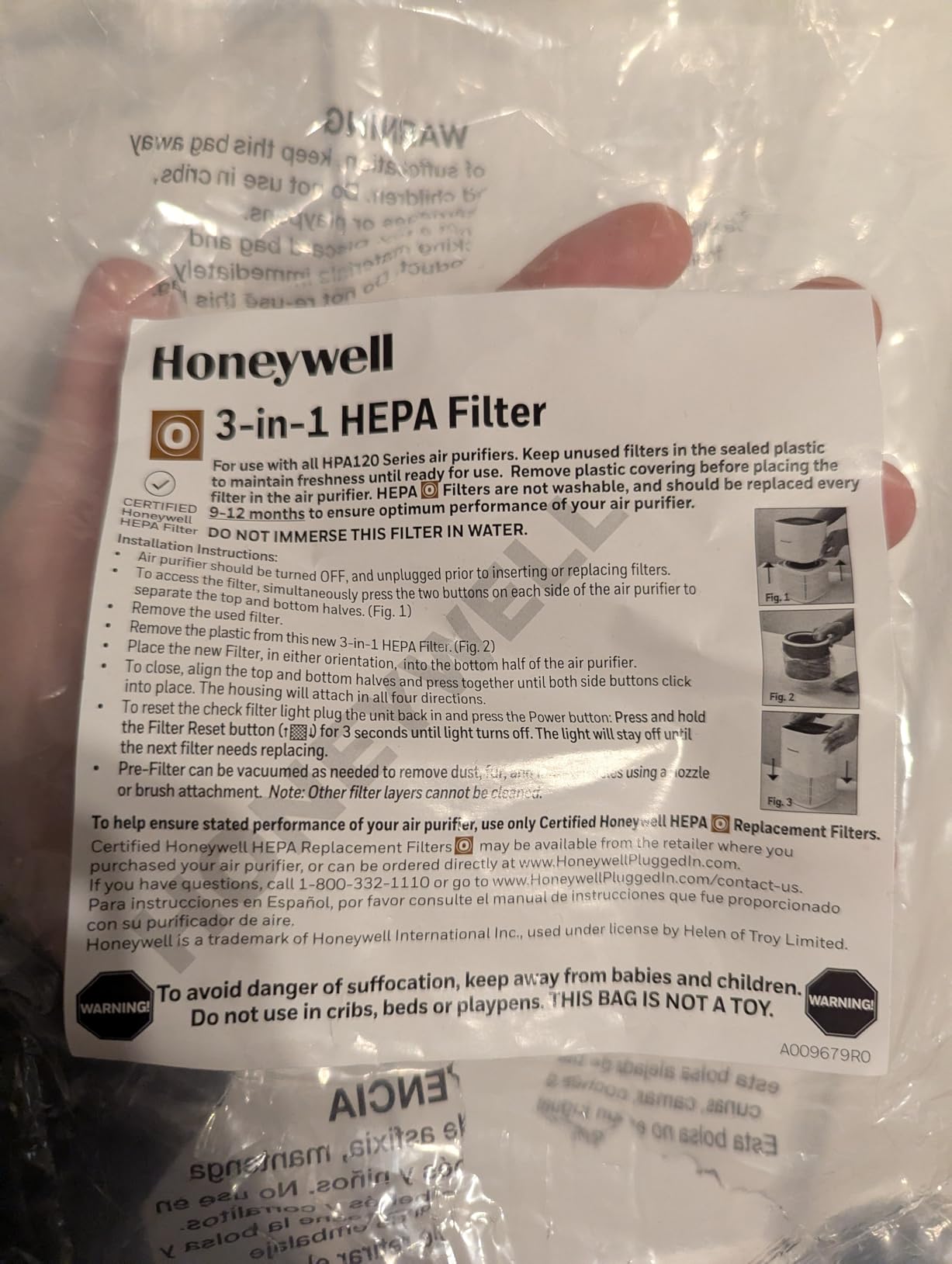 Honeywell Allergen Plus Compact HEPA Small Room Air Purifiers, Black | Honeywell air purifiers for home, Up to 530 ft², Quiet HEPA air purifiers for bedroom, 3-in-1 filter, HPA125B customer photo 1