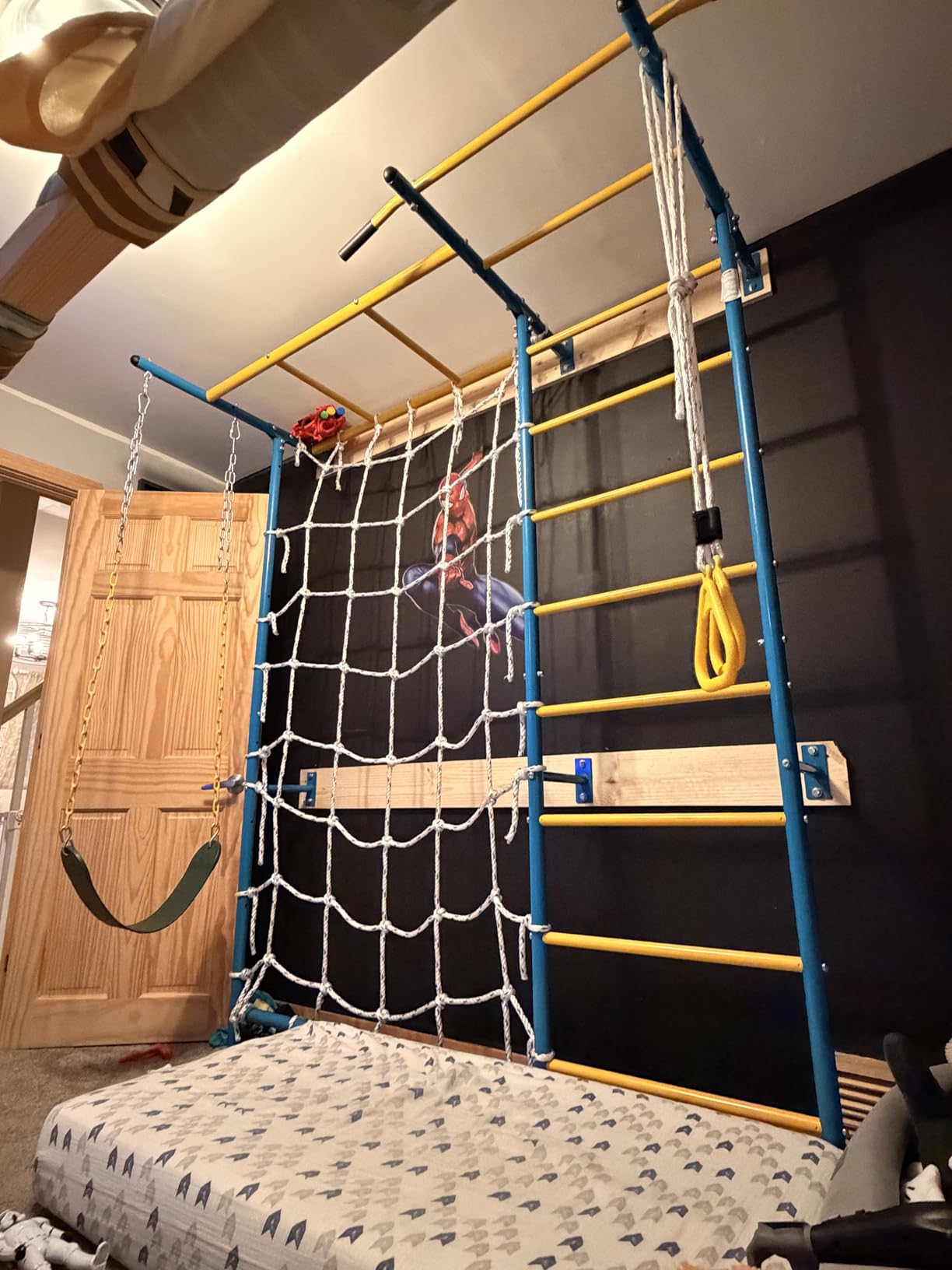VEVOR Swedish Ladder Wall Gym, 9-in-1 12-Level Solid Wood Gymnastic Stall Bars for Kids Adults, 220LBS Indoor Jungle Gym with Rock Climbing Wall, Gym Rings, Pull-Up Bar, Climbing Board, Slide, Swing customer photo 1