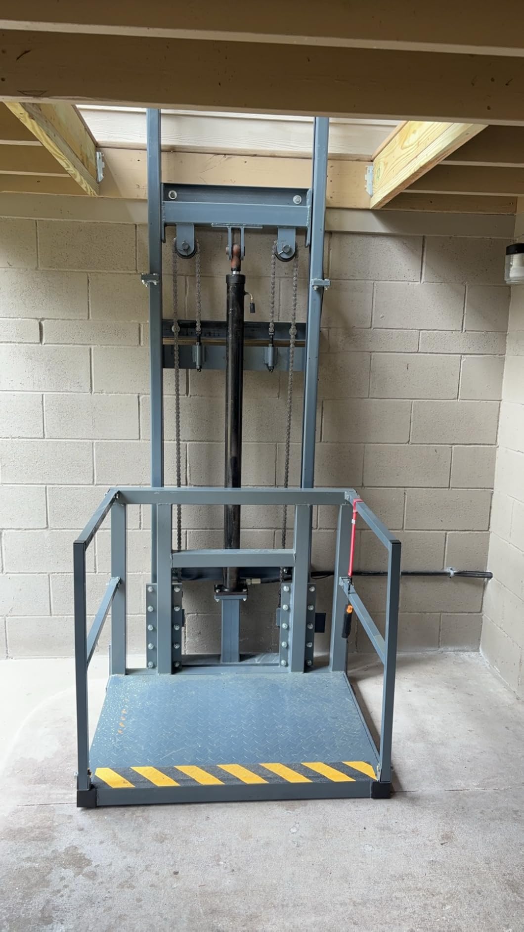 1Ton/2200Lbs Load Electric Hydraulic Freight Elevator, 9.8FT Lifting Height Remote Control Cargo Lift Platform, Wall Mounted Rail Elevator for Factory Warehouse Home Attic, Customizable customer photo 1