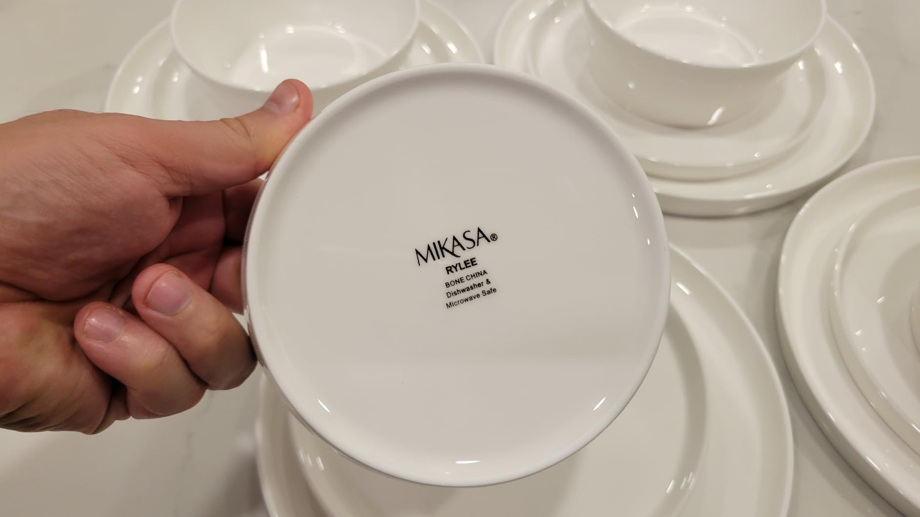 Mikasa Rylee High Rim 12 Piece Bone China Durable Chip Resistant Lightweight Dinnerware Set, Service for 4, White customer photo 1