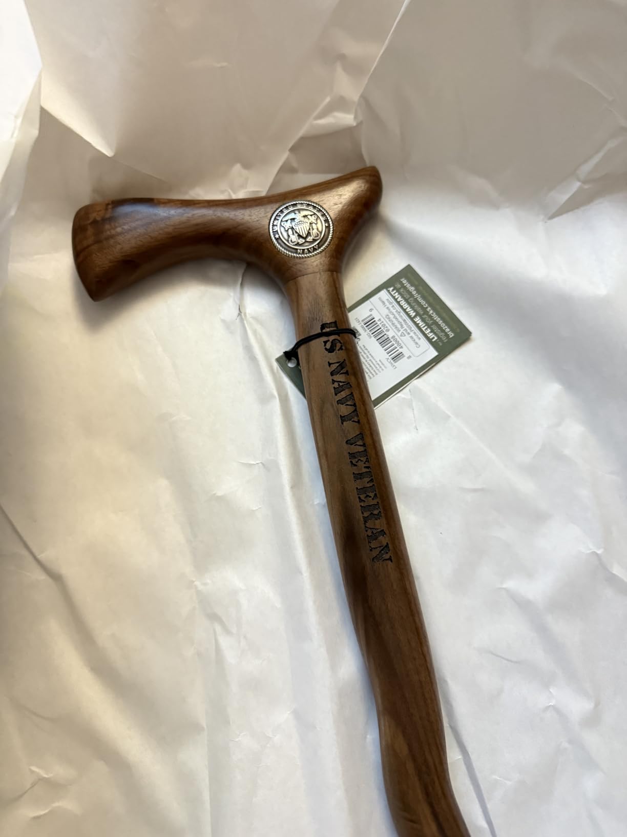 Brazos US Veterans Navy Handcrafted Walnut Walking Cane - 37