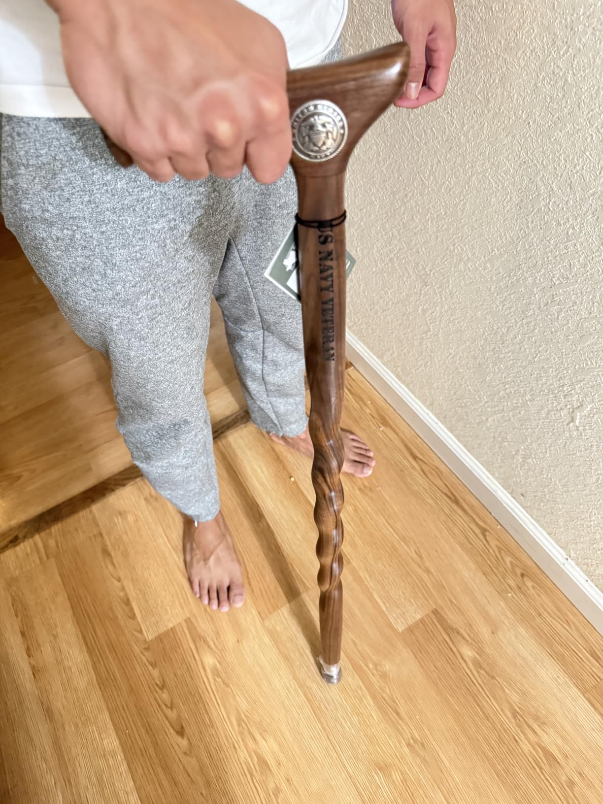 Brazos US Veterans Navy Handcrafted Walnut Walking Cane - 37