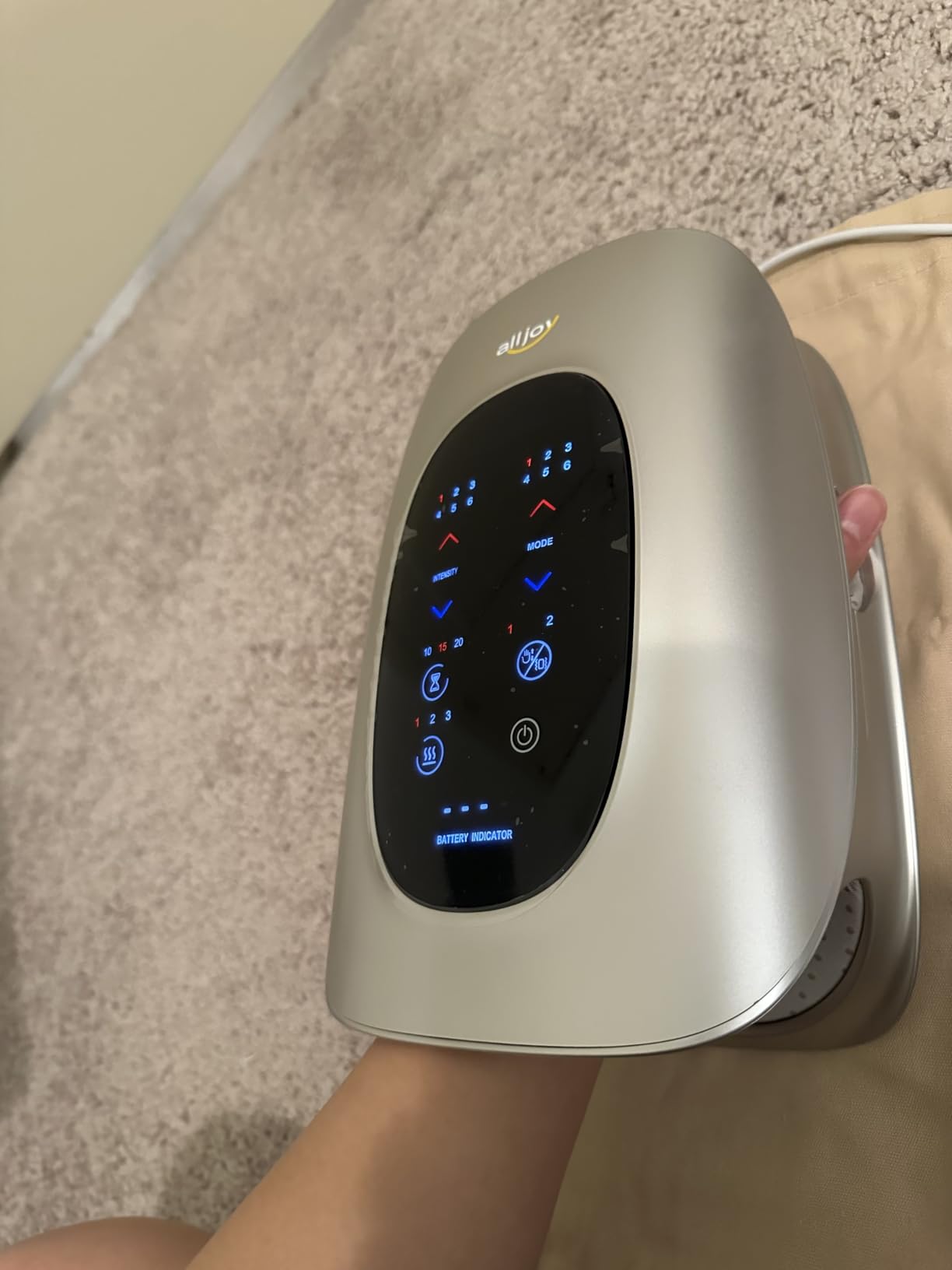 ALLJOY Hand Massager with Heat and Compression, Knuckle Stretching and Hand Massage, 6 Modes 6 Intensities 3 Heat for Arthritis and Carpal Tunnel Relief, Gifts for Women Men(White) customer photo 1