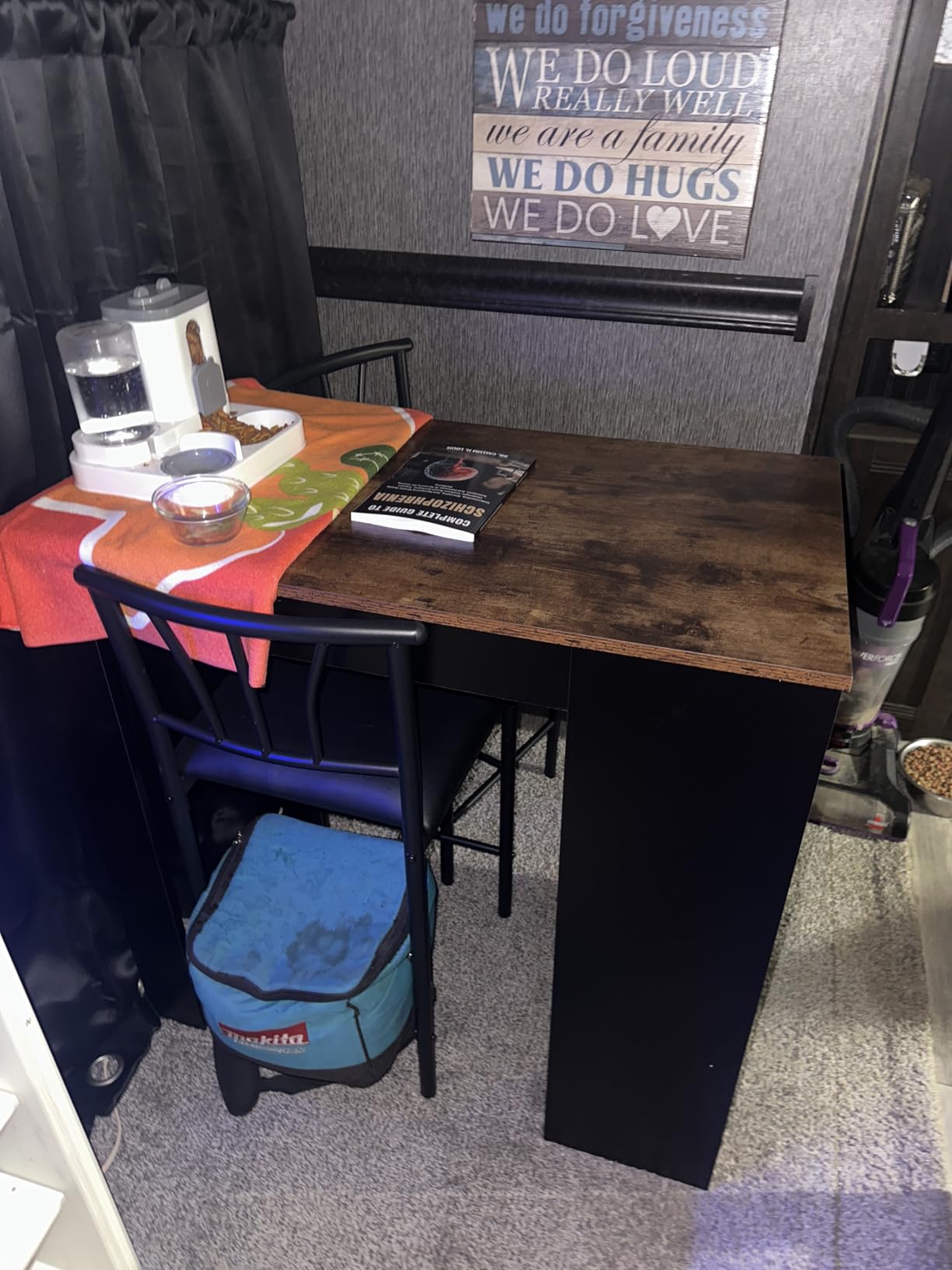 VECELO Small Bar Table and Chairs Tall Kitchen Breakfast Nook with Stools/Dining Set for 2, Storage Shelves, Space-Saving, Retro customer photo 2