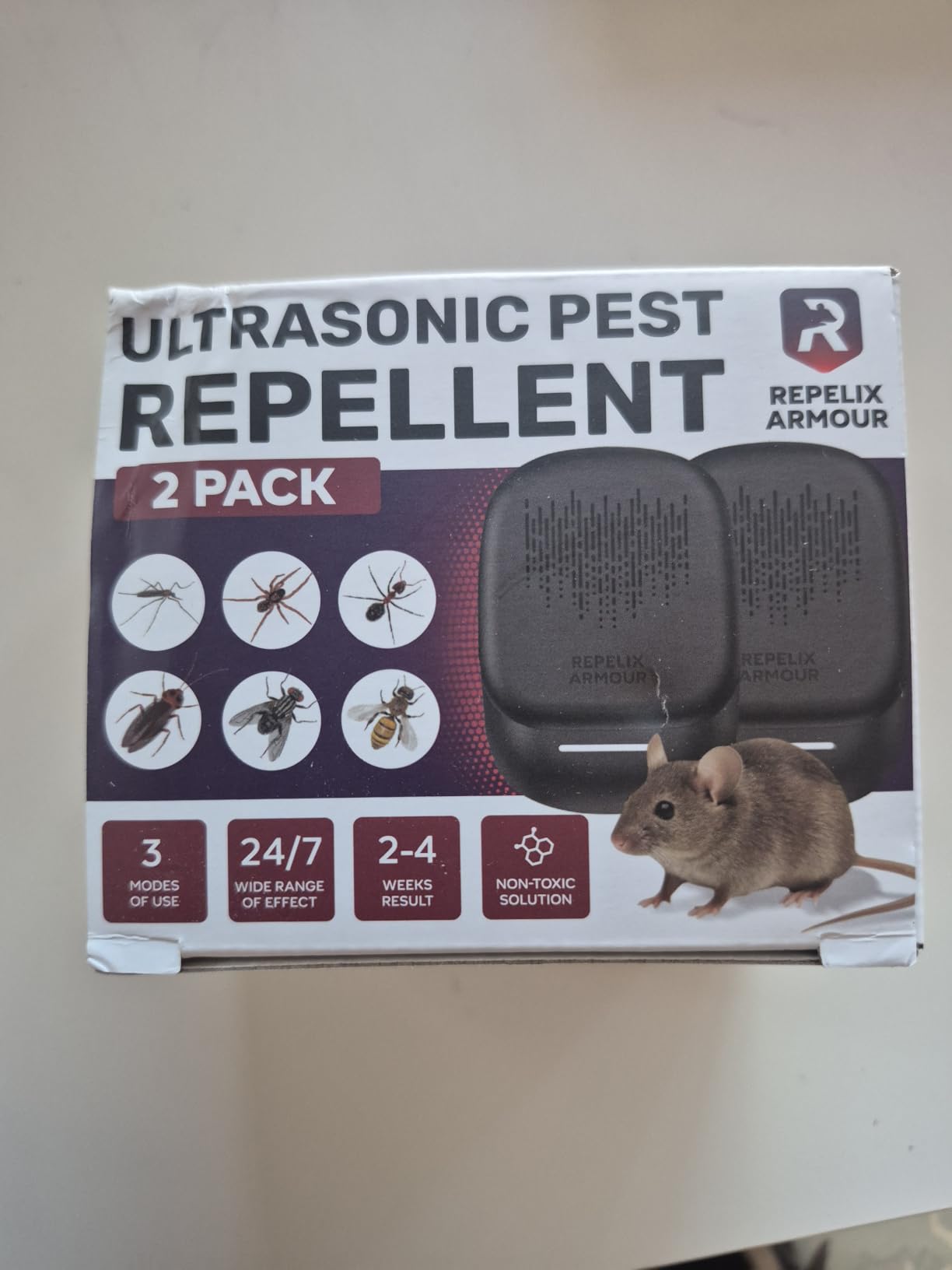 Ultrasonic Pest Repeller for Indoor Use - 2 Pack - Covers Up to 1,500 sq ft per Device - 3 Modes Mouse Repellent - Rodent Repellent - Helps Repel Rats, Spiders, Mosquitoes, Ants & Household Insects customer photo 1