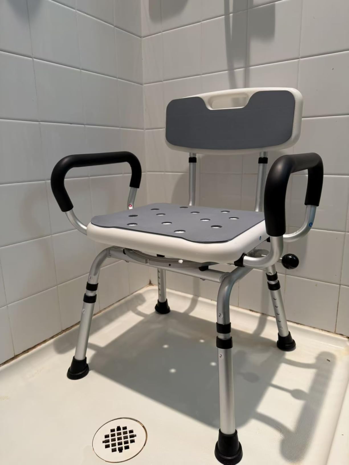 Swivel Shower Chair, Removable Back and Arms, 400 lbs Capacity | Adjustable Height Shower Seat for Elderly and Disabled, Non-Slip Shower Stool for Inside Shower, Tubs, Lightweight Bath Seat customer photo 1
