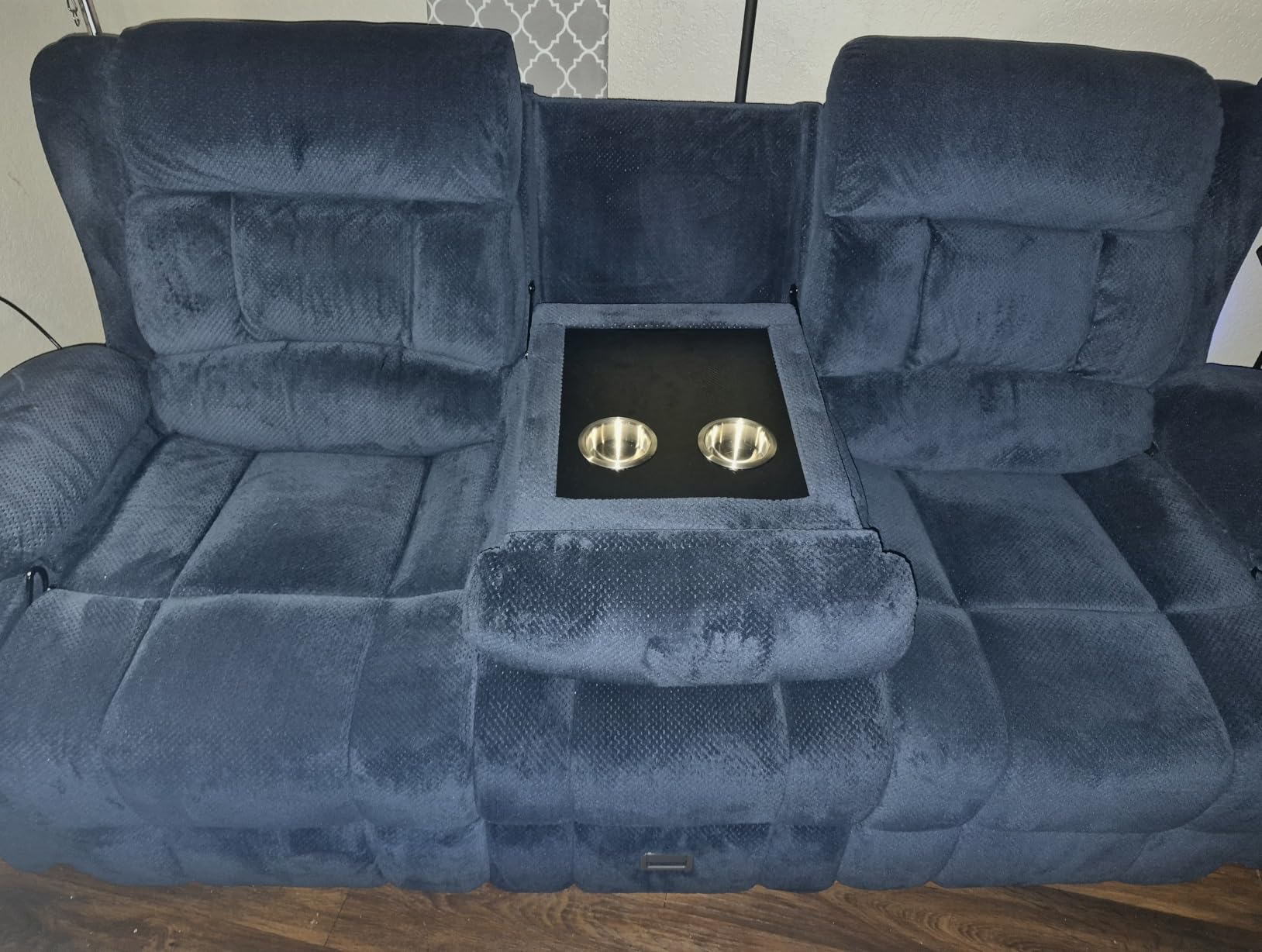 RV Loveseat Recliner Sofa, Wall Hugger Reclining Loveseat RV Couch with USB Ports, Cup Holders, Pockets, 150° Adjustable RV Furniture Velvet Fabric Recliners for Travel & Home Theater Seating customer photo 1