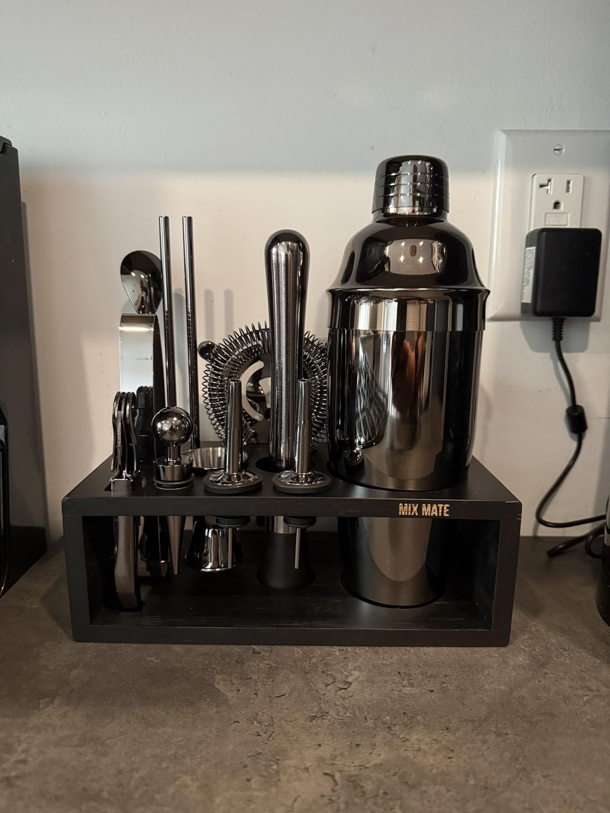 Brushed Brass Mixology Kit - 15 Piece Bar Tool Set, Silver Bar Set Cocktail Shaker Set for Drink Mixing - Includes Martini Shaker, Jigger, Strainer, Bar Mixer Spoon, Tongs, Opener | Gift Idea customer photo 1