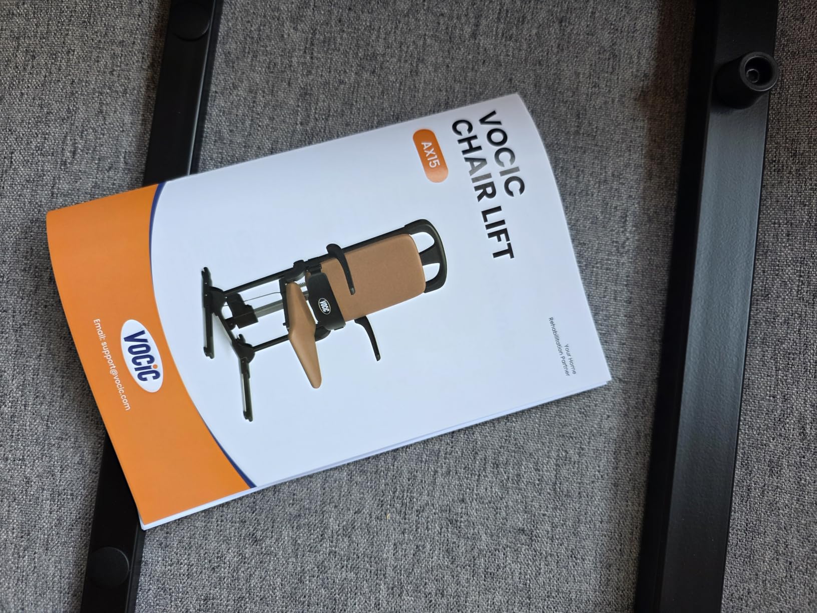 VOCIC Upgrade Electric Floor Lift for Elderly Falls, Heavy Duty Lift Chair with T-stabilized Base, Help You Get Up from Floor, Support Up to 440 LBS, AX15 (Orange) customer photo 2