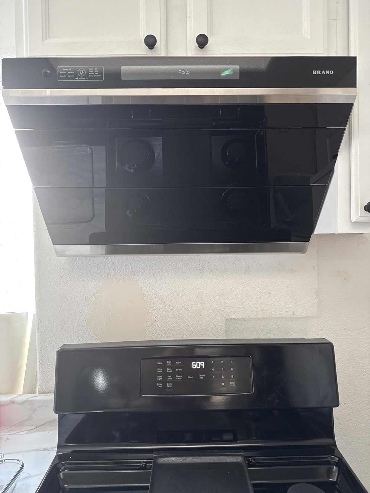 BRANO Under Cabinet Range Hood 30 inch, 900CFM Vent Hood with Voice/Gesture/Touch Control, Unique Side-Draft Design for Modern Kitchen, Ducted/Ductless Convertible, Adjustable LED Lights & Memory Mode customer photo 2