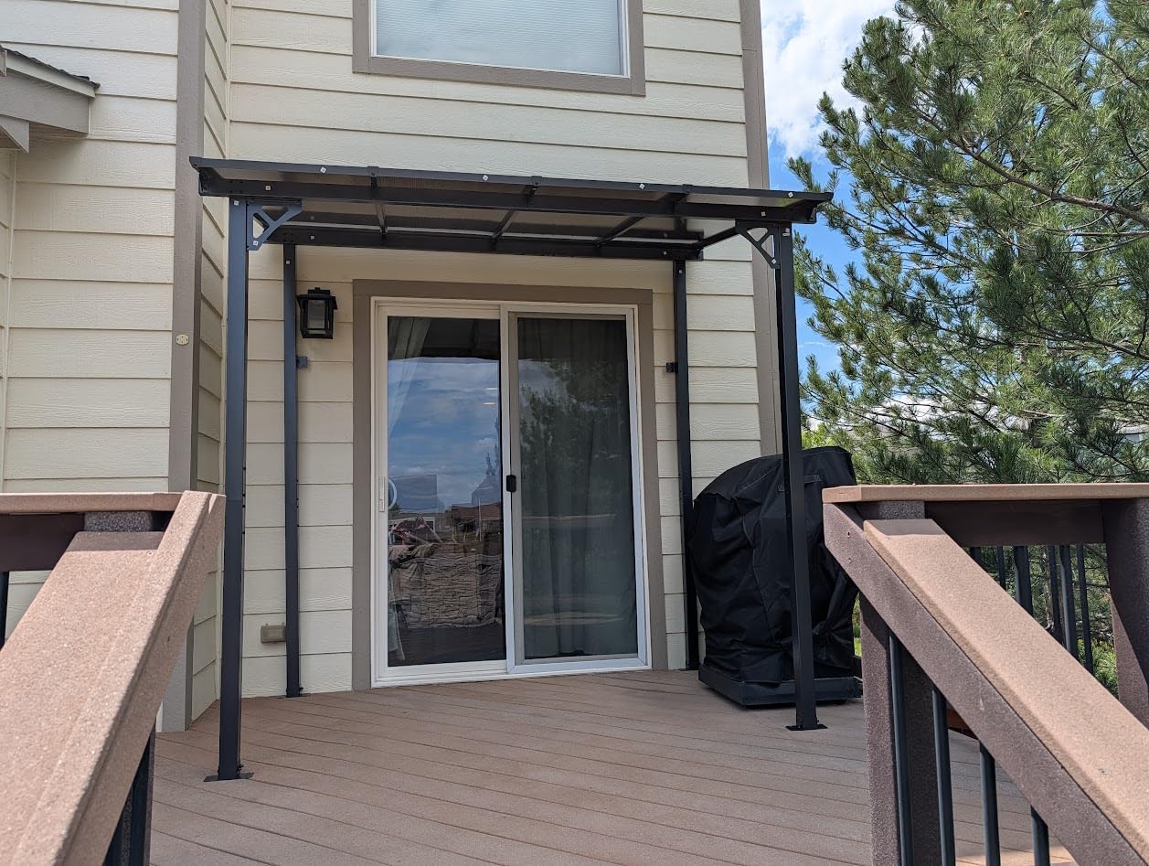 Aoxun 8'x10' Gazebo with Aluminum Frame & Polycarbonate Panel, Black | Mounted Gazebos Pergola, Outdoor Patio Lean to Gazebo, Awnings with Sloped Roof, for Backyard, Porch, Deck customer photo 1