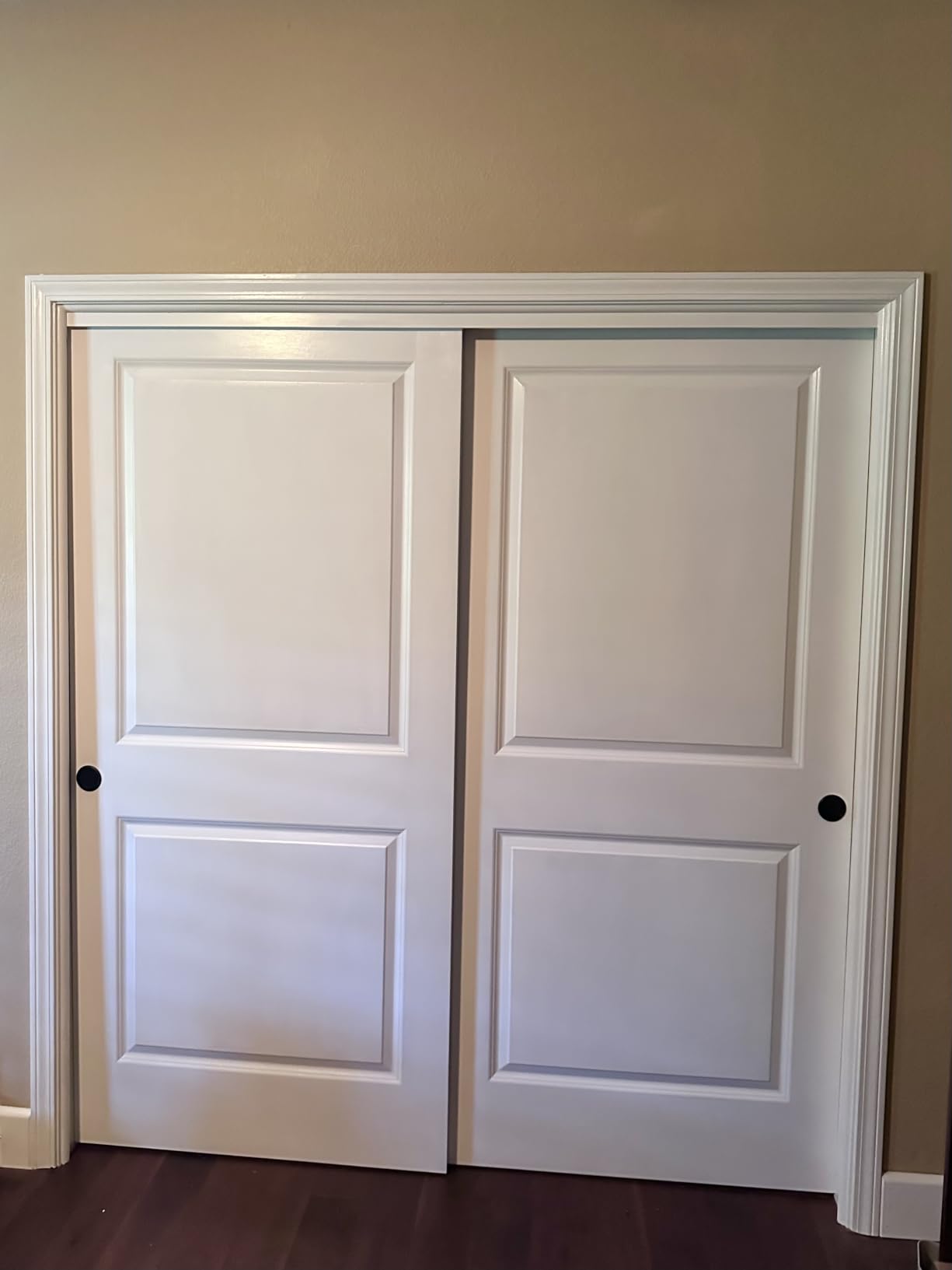 JUBEST 60x80 in Sliding Closet Door, Raised 2-Panel Square Top White Primed Hollow Core Door Slab with Hardware Kits & Matching Fascia, Pre-drilled & Paintable, Space-Saving for Bedroom Laundry customer photo 1