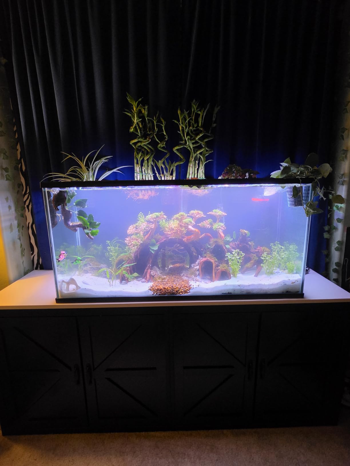 VOWNER 125-150 Gallon Fish Tank Stand with Power Outlet, Heavy Duty Aquarium Stand with Cabinet Storage for Fish Tank Filters and Accessories, 72.9